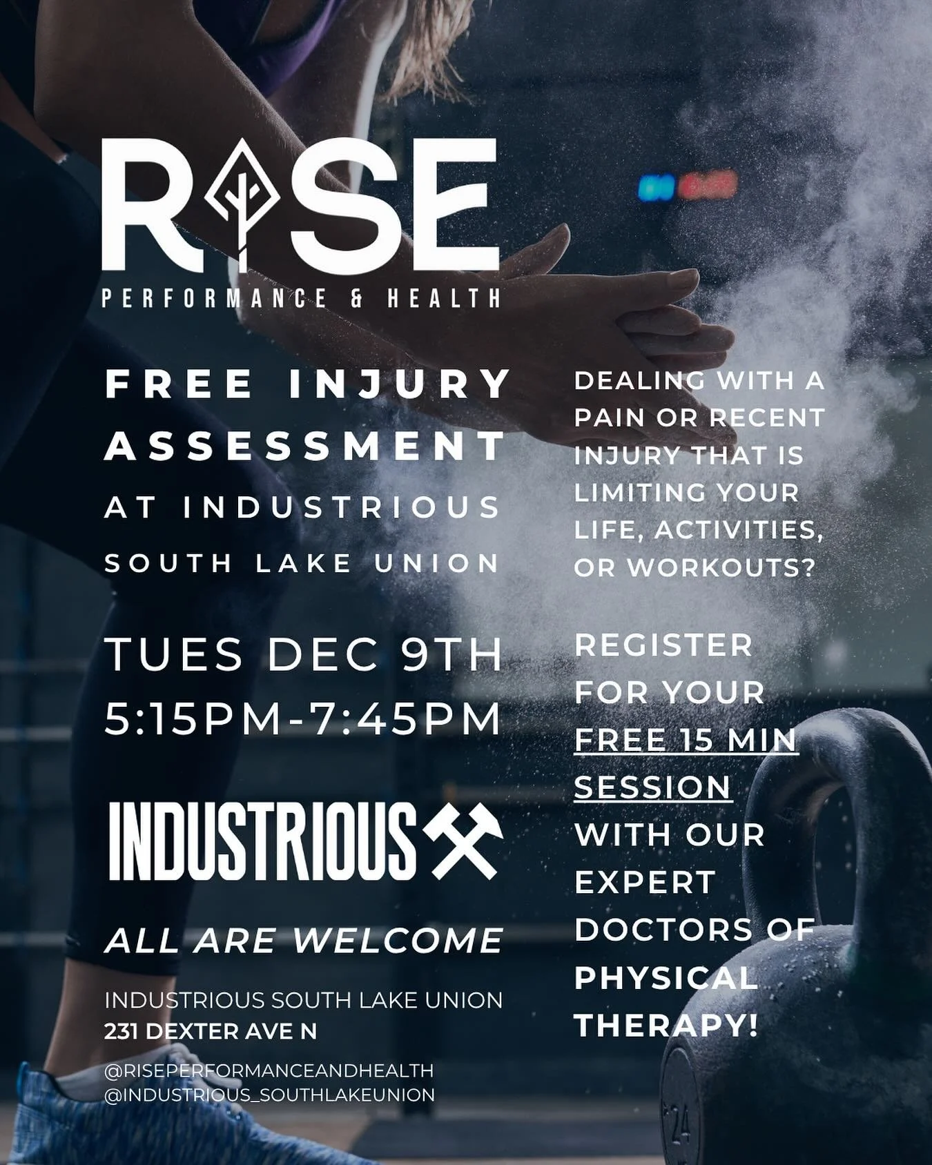 @industrious_southlakeunion athletes&mdash; You show up. You push hard. You break through barriers. Don't let pain hold you back. That shoulder that clicks during push-ups? The knee that's been bothering you through box jumps? The lower back tightnes