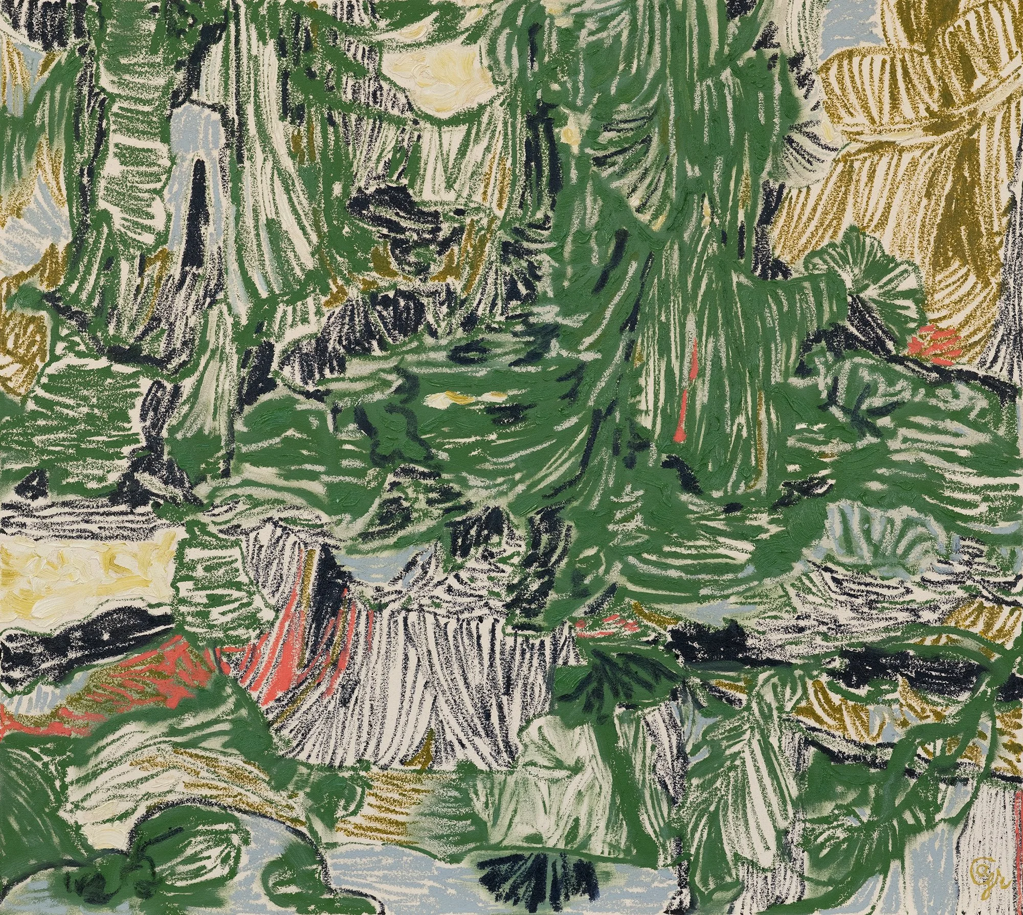 LIFELINES | 2025 | oil and oil stick on canvas | 35.5" x 39.25" (90cm x 100cm)