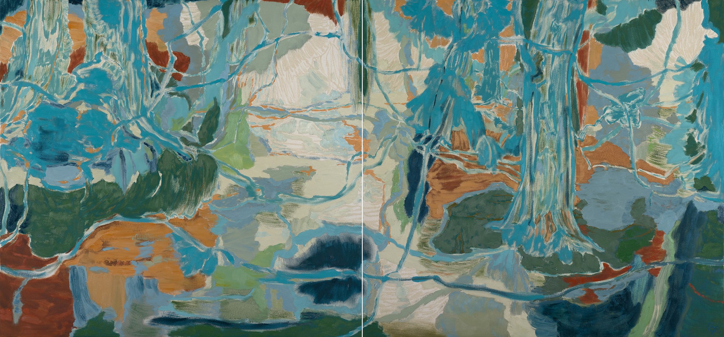 A WONDERLAND (Diptych)  | 2026 | oil on canvas | 44" x 94" (112cm x 238.5cm)