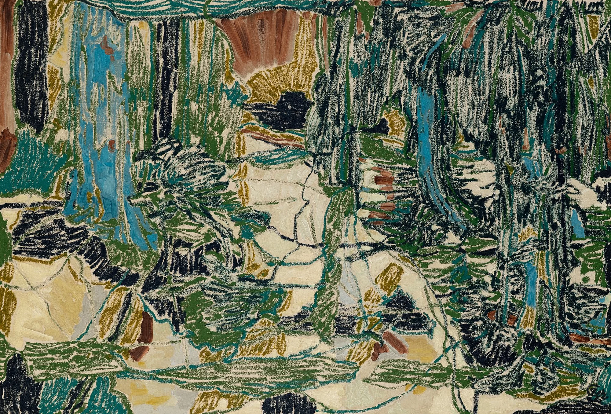 KONUKSON PARK VIBES | 2025 | oil and oil stick on canvas | 34" x 50" (86cm x 127cm)