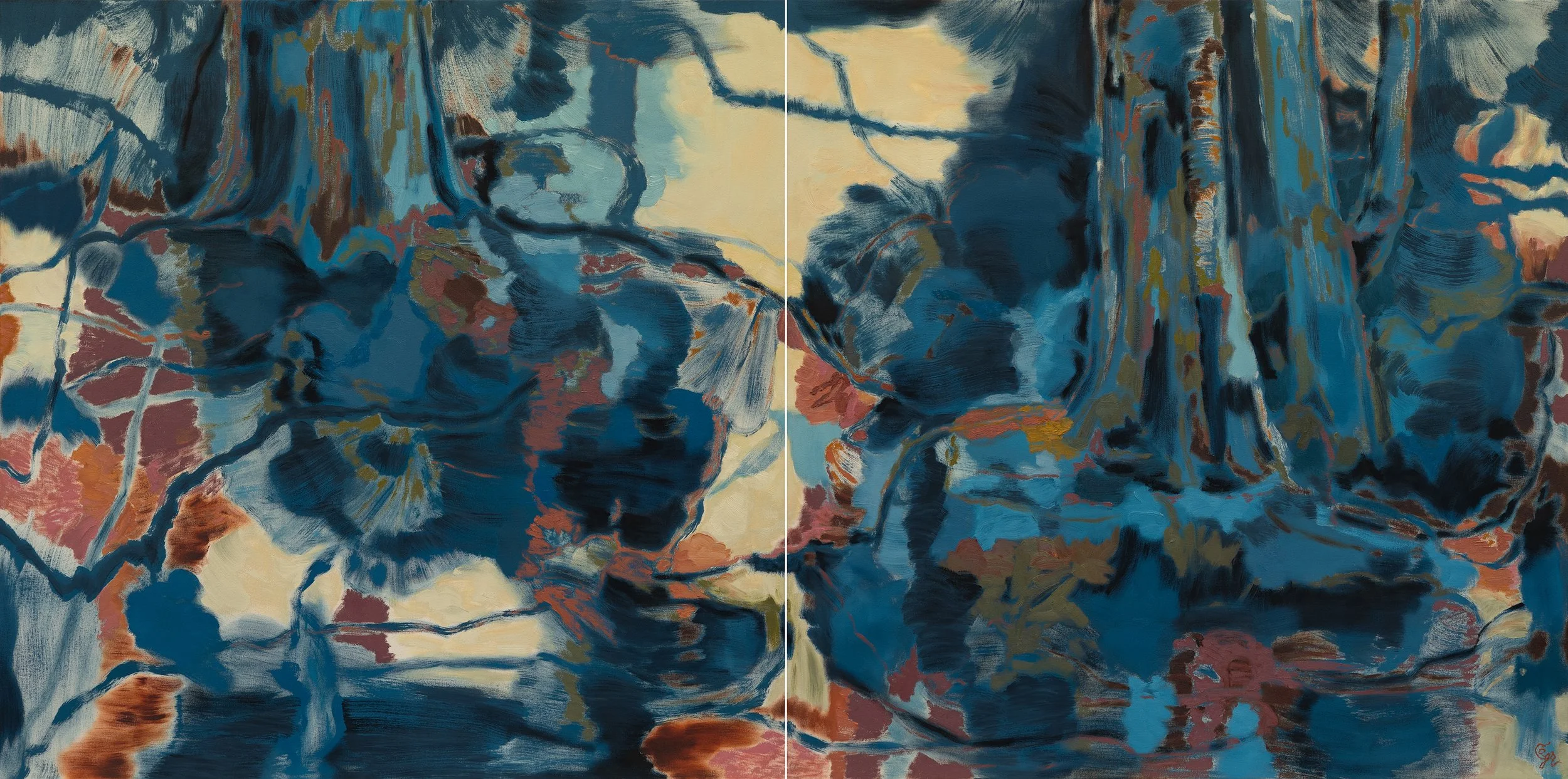 ORIENTEERING (Diptych) | 2026 | oil on canvas | 54" x 107.75" (137cm x 274cm)