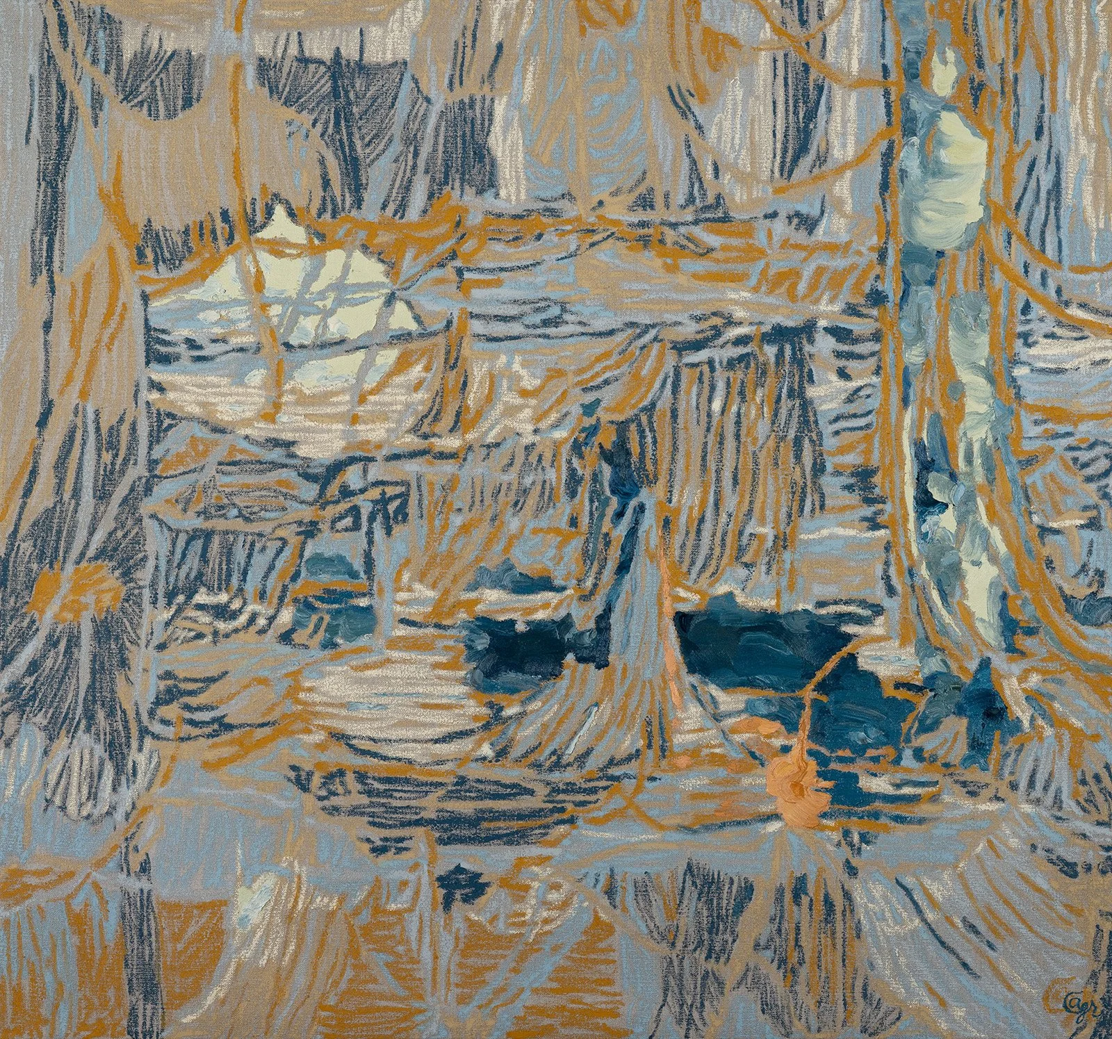 LEAVING BREADCRUMBS | 2026 | oil and oil stick on linen | 44" x 47" (112cm x 119cm)