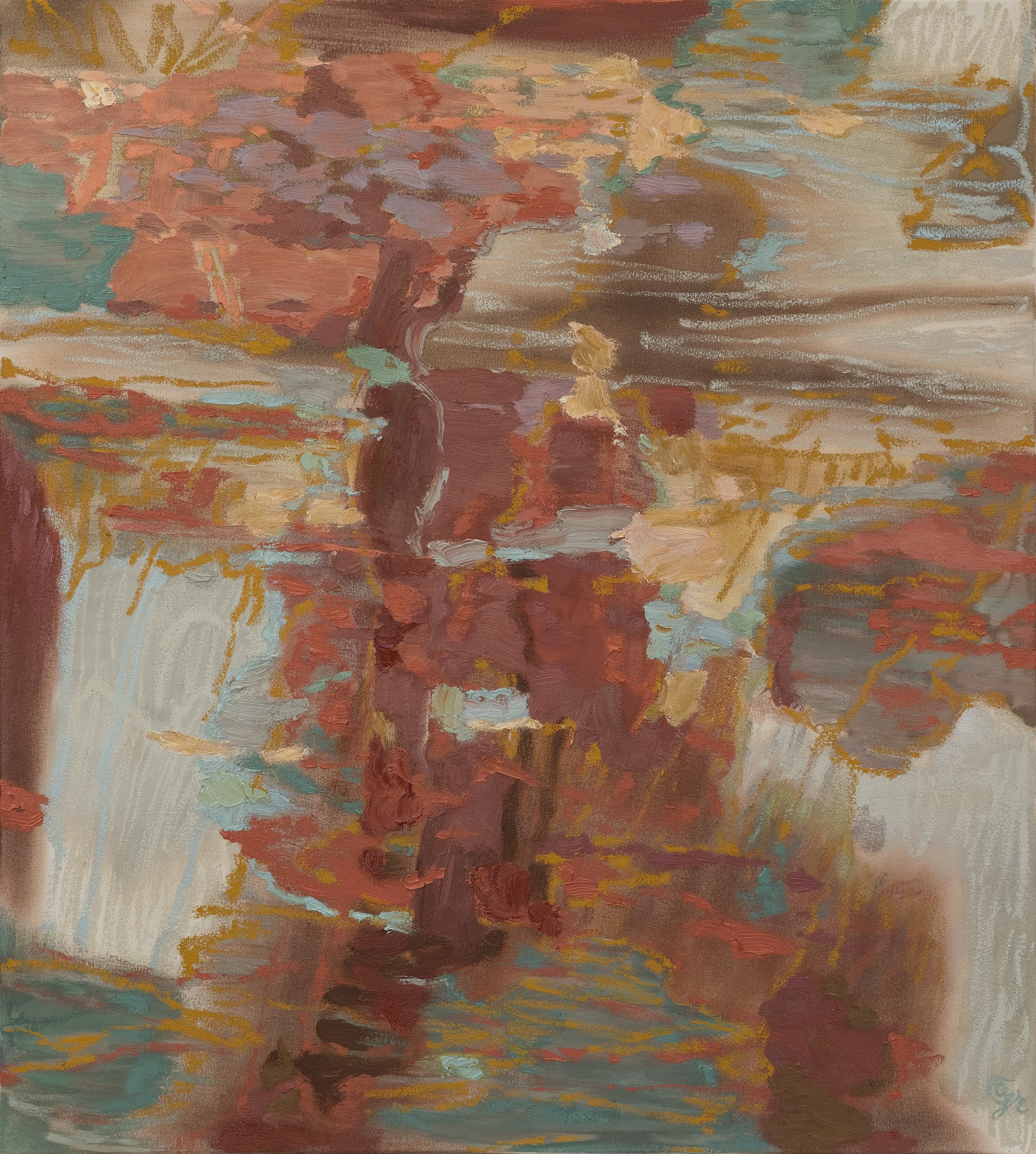 SHILLY-SHALLY | 2025 | oil and oil stick on canvas | 35.5" x 39.5" (100cm x 90cm)