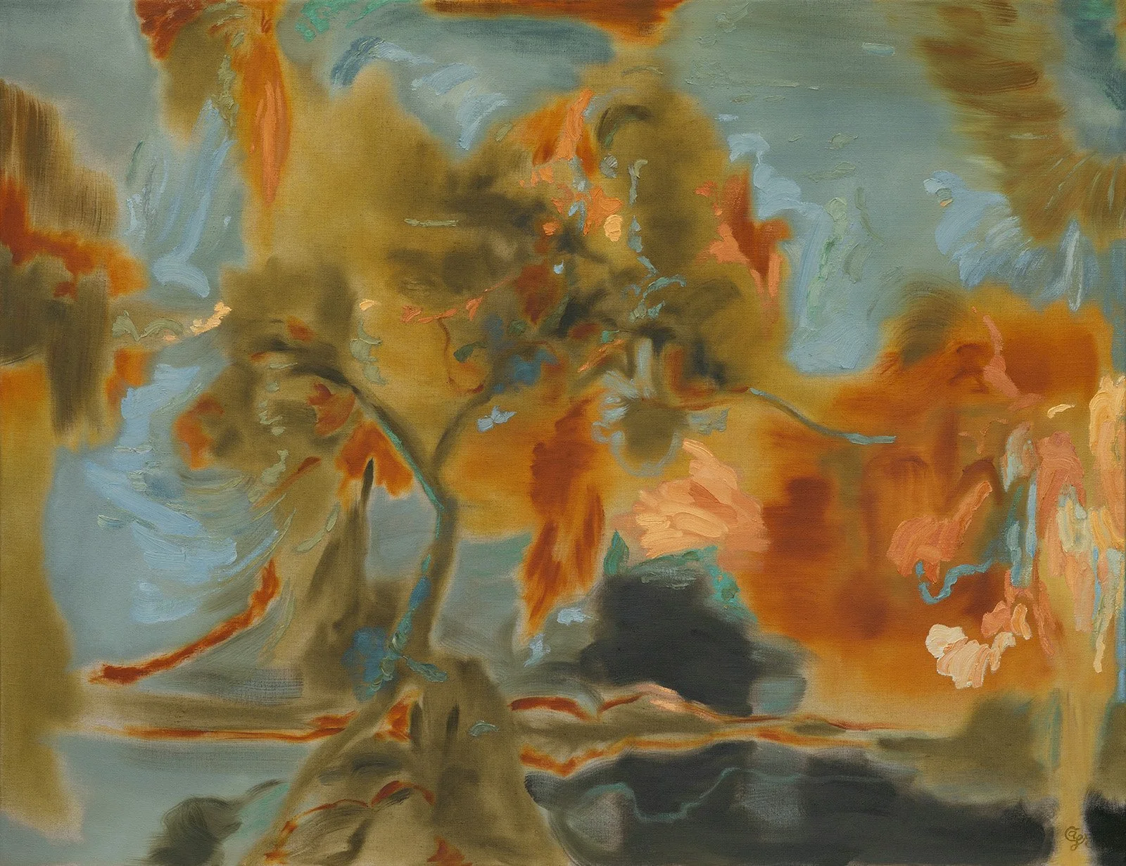 REACHING | 2026 | oil and oil stick on canvas | 54" x 70" (137cm x 178cm)