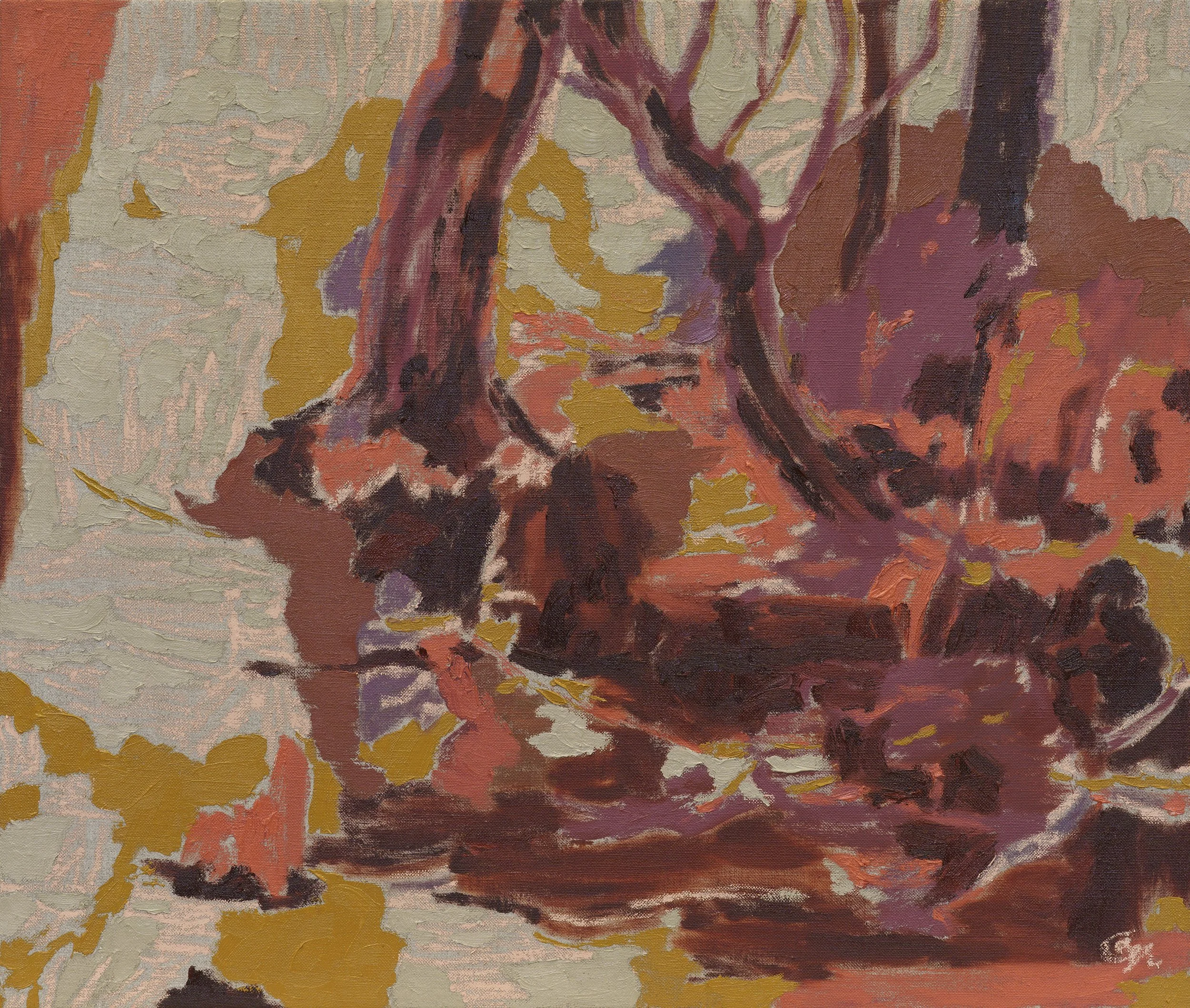 AN ISLAND STORY | 2026 | oil and oil stick on linen | 27" x 32" (68.5cm x 81cm)