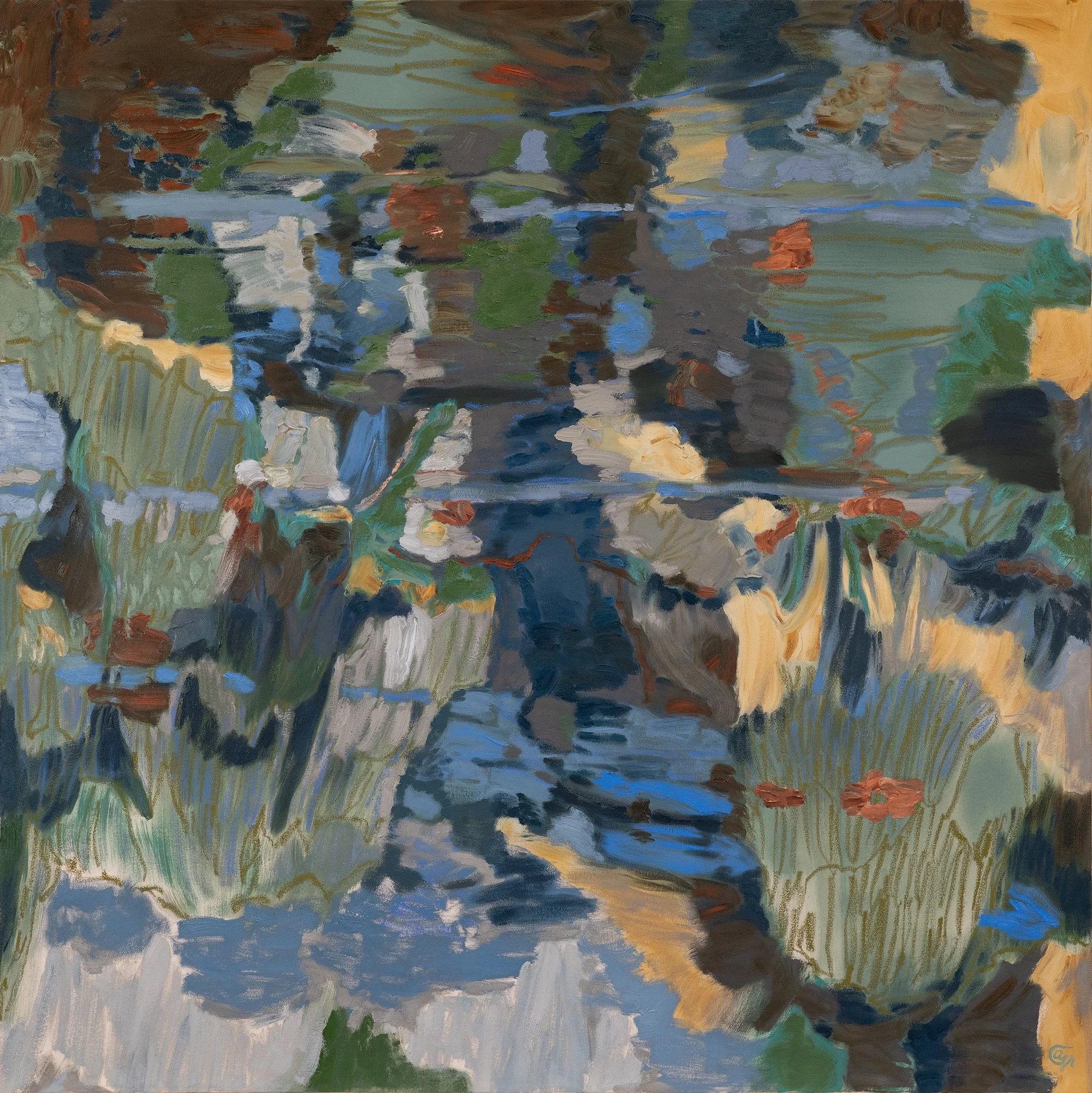 AS TIME FLOATS BY | 2025 | oil and oil stick on canvas | 63" x 63" (160cm x 160cm)