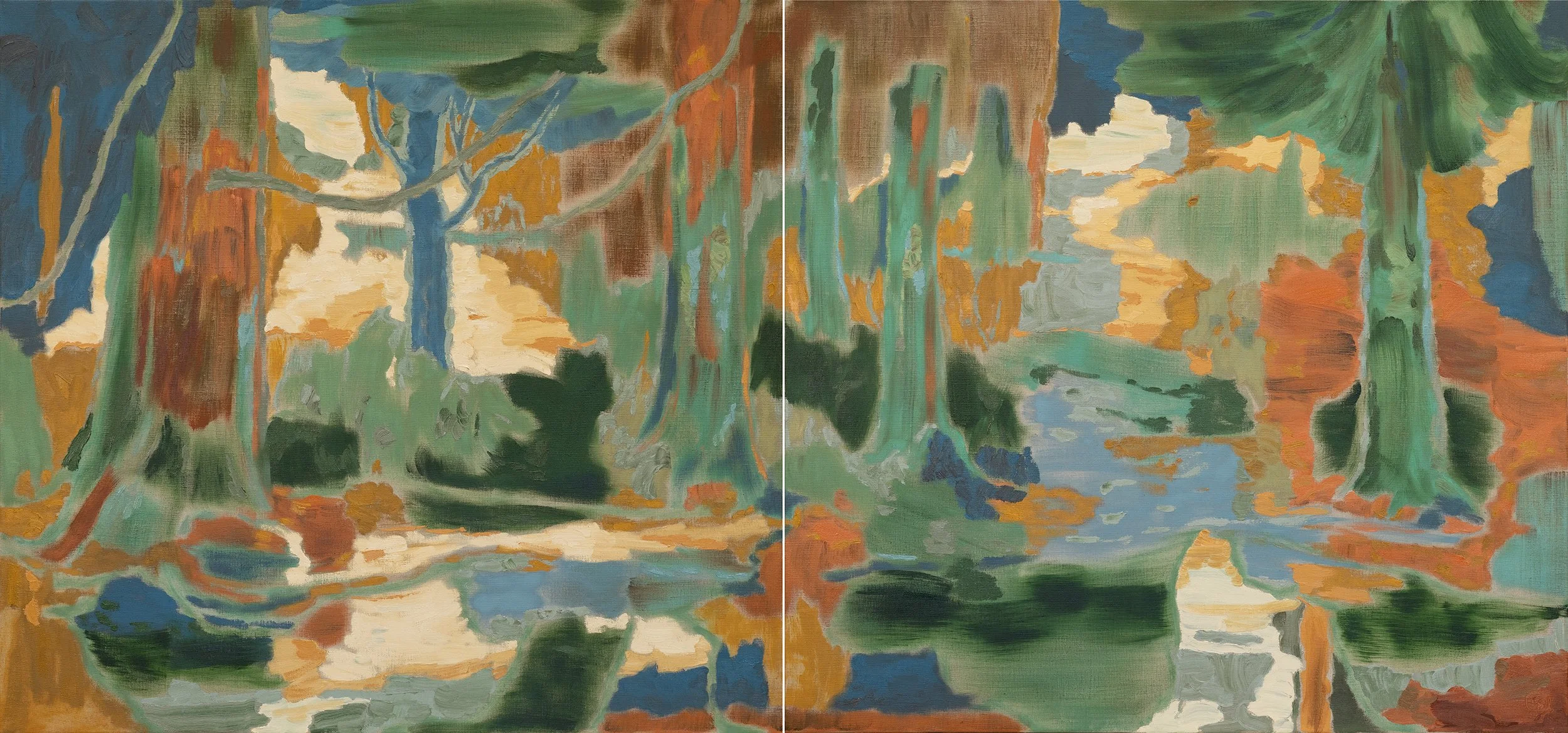 IN FLUX (Diptych) | 2026 | oil on linen | 44" x 94" (112cm x 238 cm)