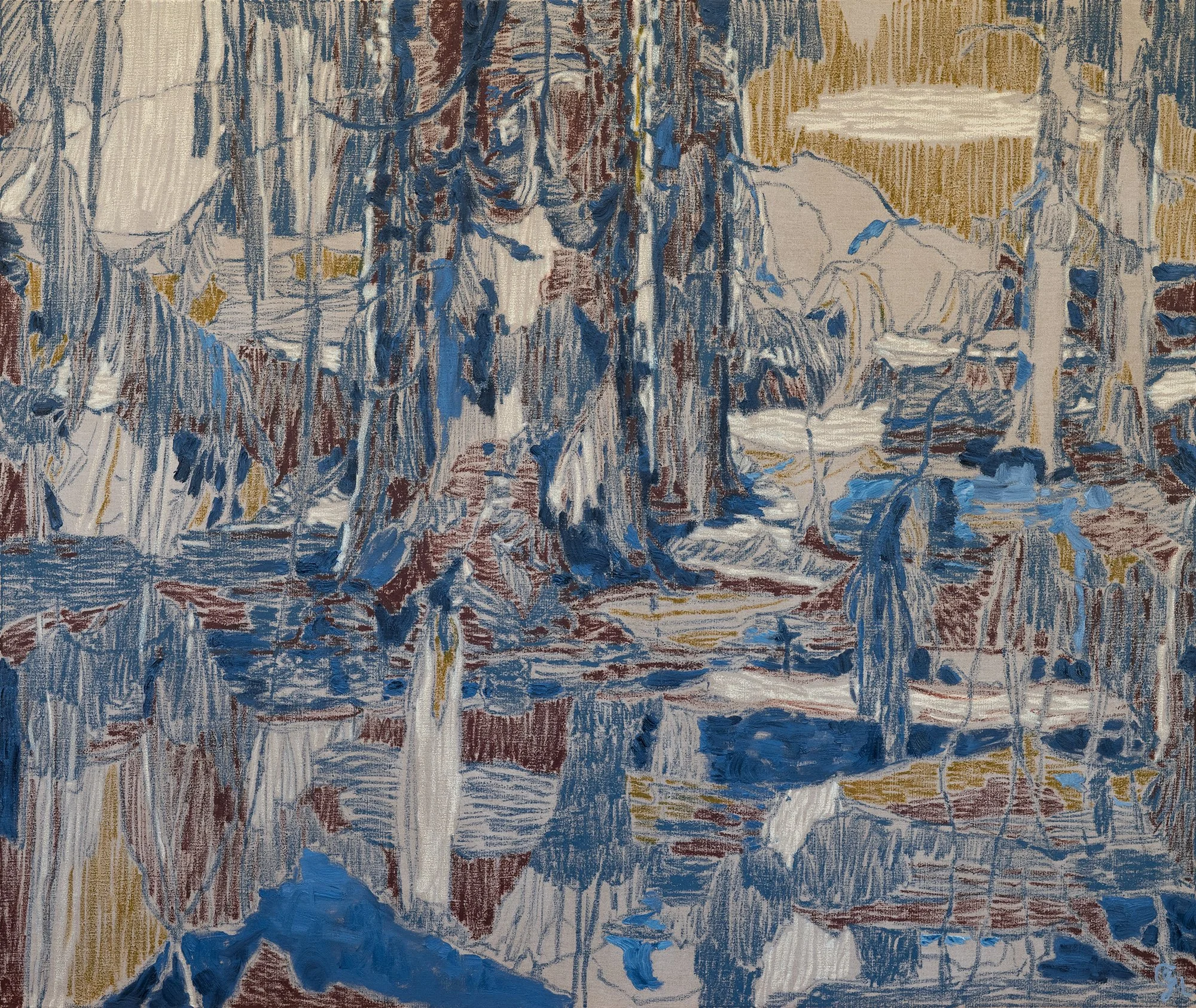 SAPPHIRE SALUTATION | 2026 | oil and oil stick on linen | 54" x 64" (137.5cm x 162.5cm)