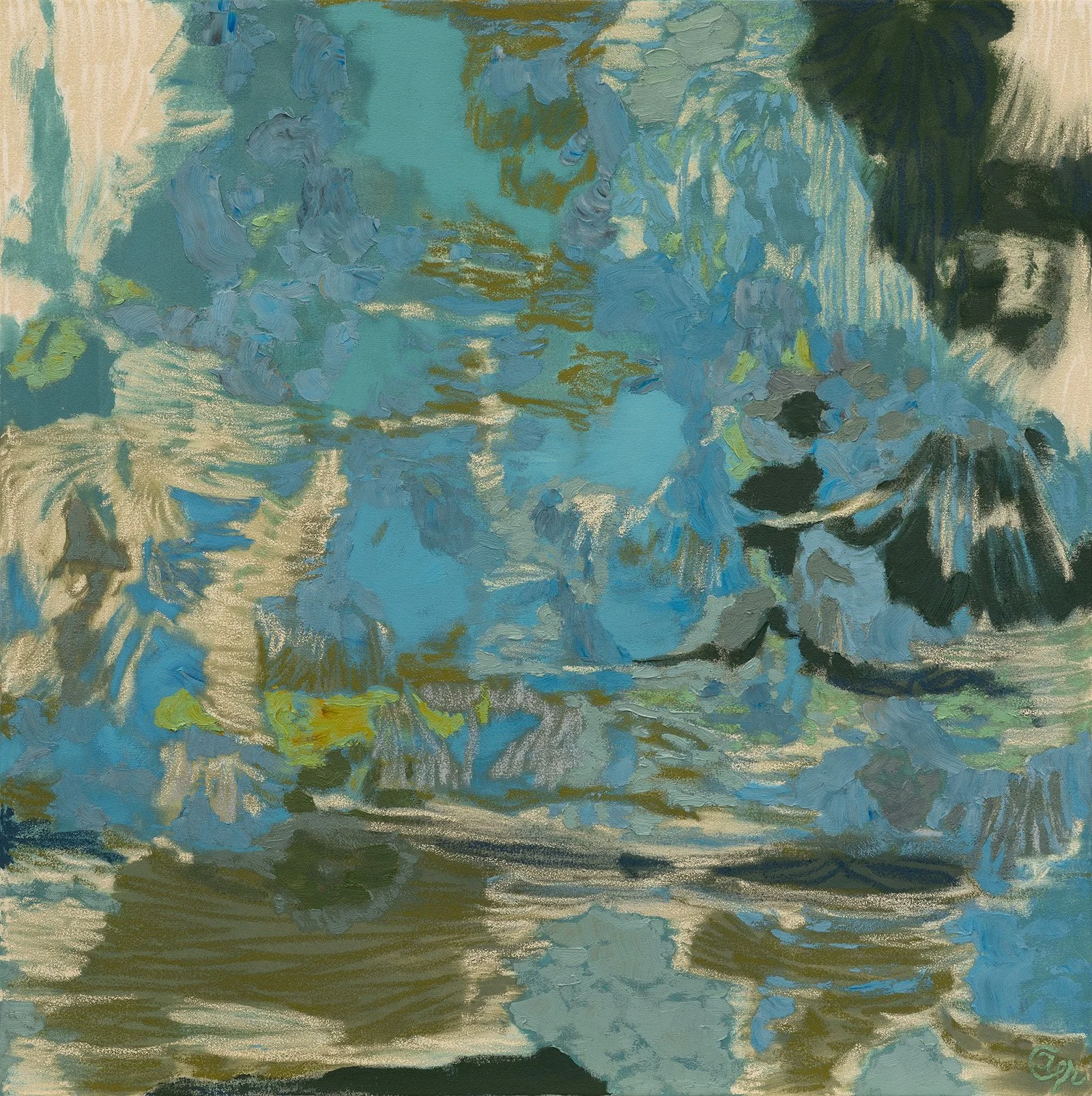 NO ROAD TO HERE | 2026 | oil and oil stick on canvas | 44" x 47" (100cm x 100cm)