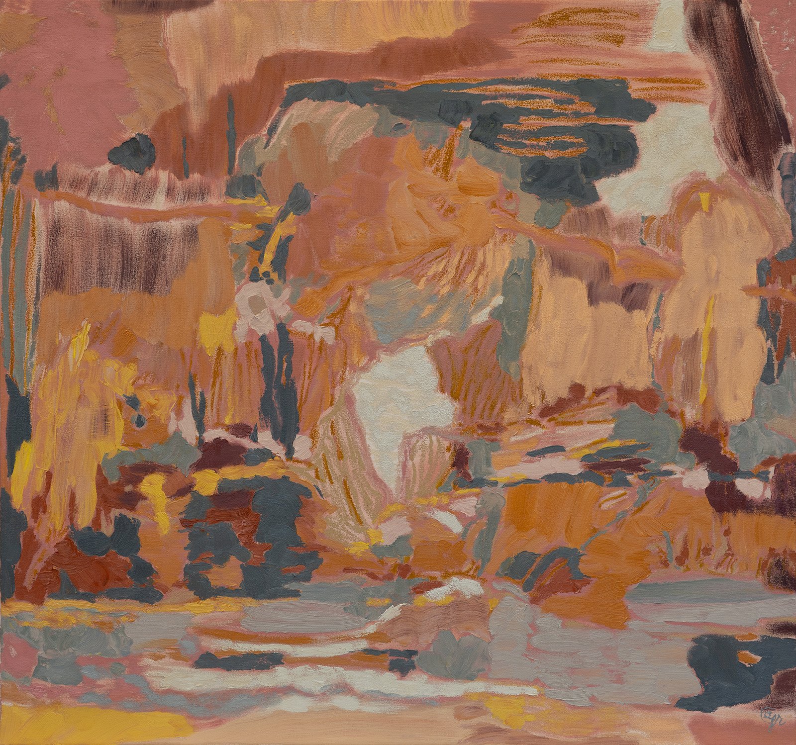 EDGING CLOSER | 2026 | oil and oil stick on canvas | 44" x 47" (112cm x 119cm)