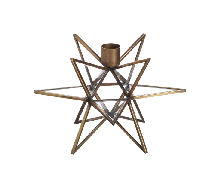 7" Brass Moravian Star Taper Candle Holder 
