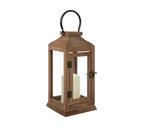Brown Wood LED Lantern (Quantity: 6) 