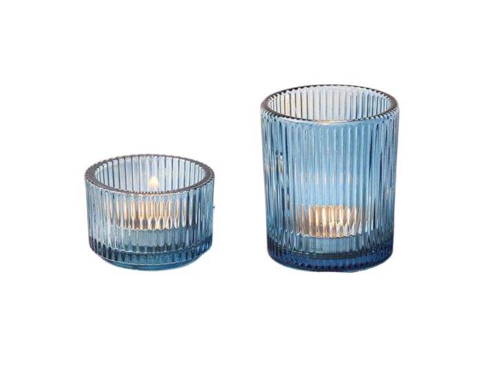 XS & S Light Blue Ribbed Votive 