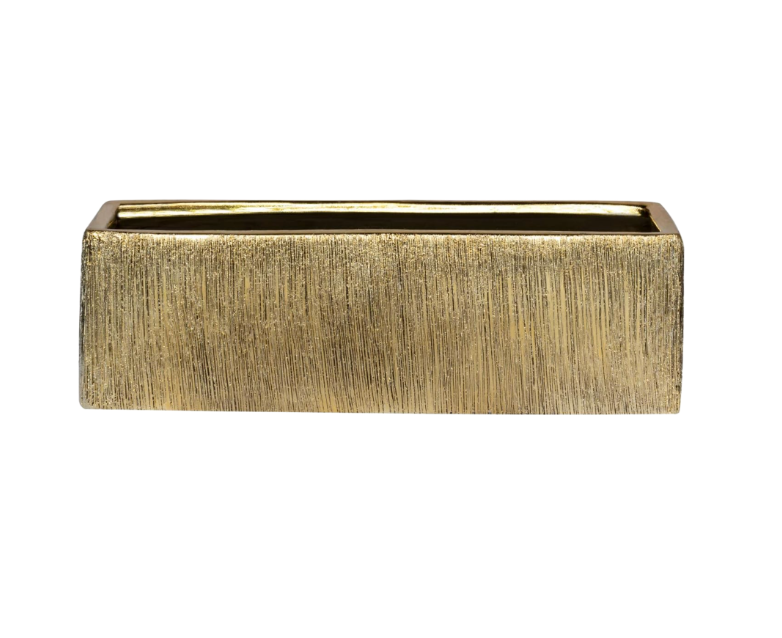 12" Textured Gold Rectangle Vase