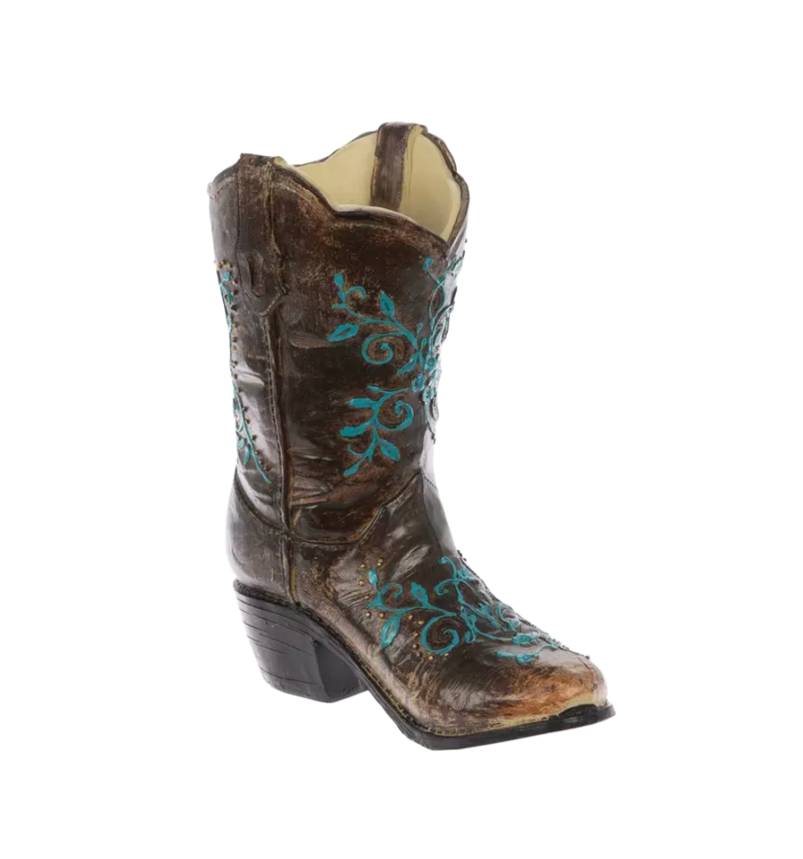 Brown and Turquoise Boot (8" x 4" x 9.5")
