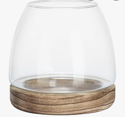 Glass Geranium with Wood Base