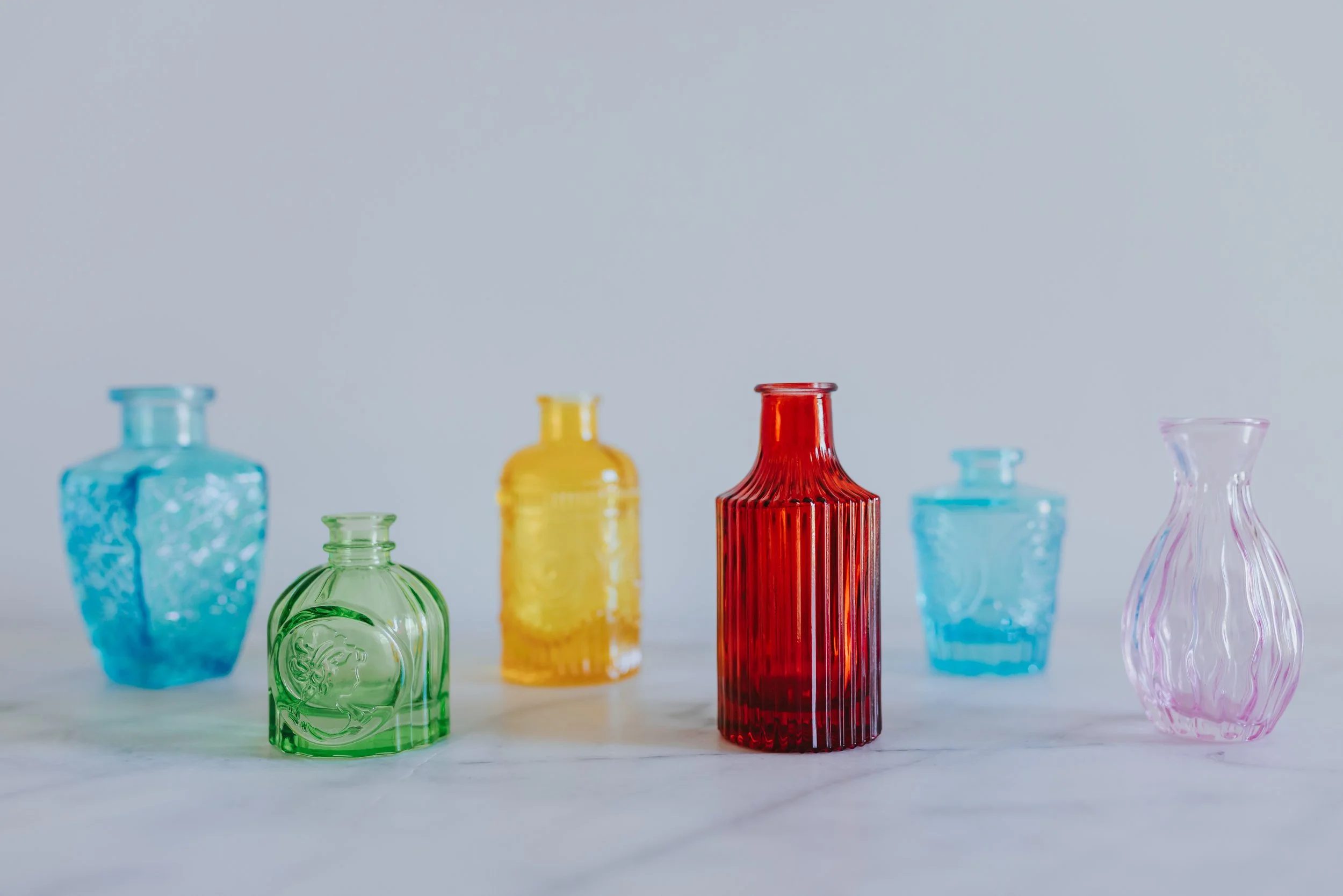 Colorful Vintage Glass Bud Vases
