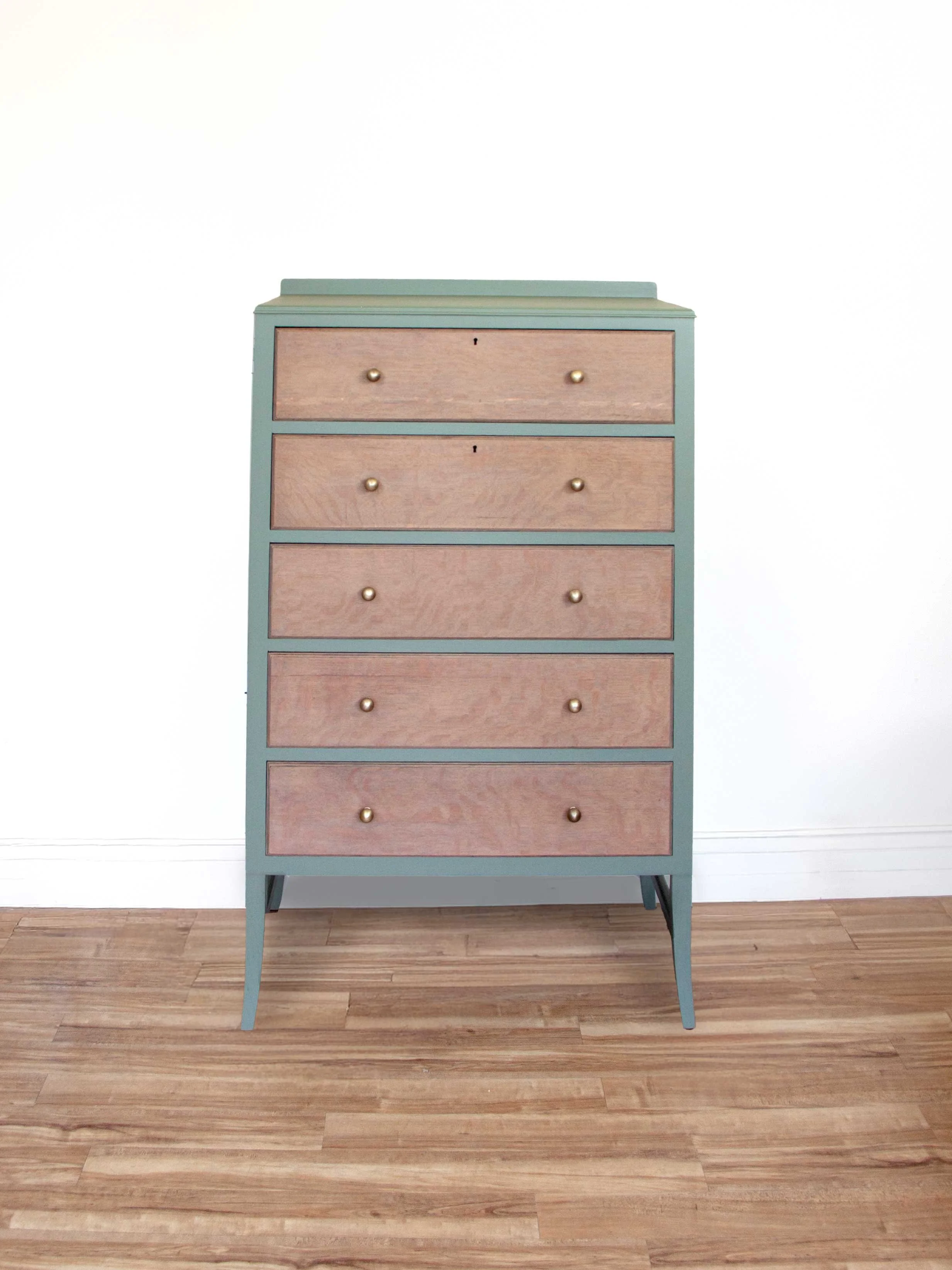 Mid Century sage Oak Chest of Drawers