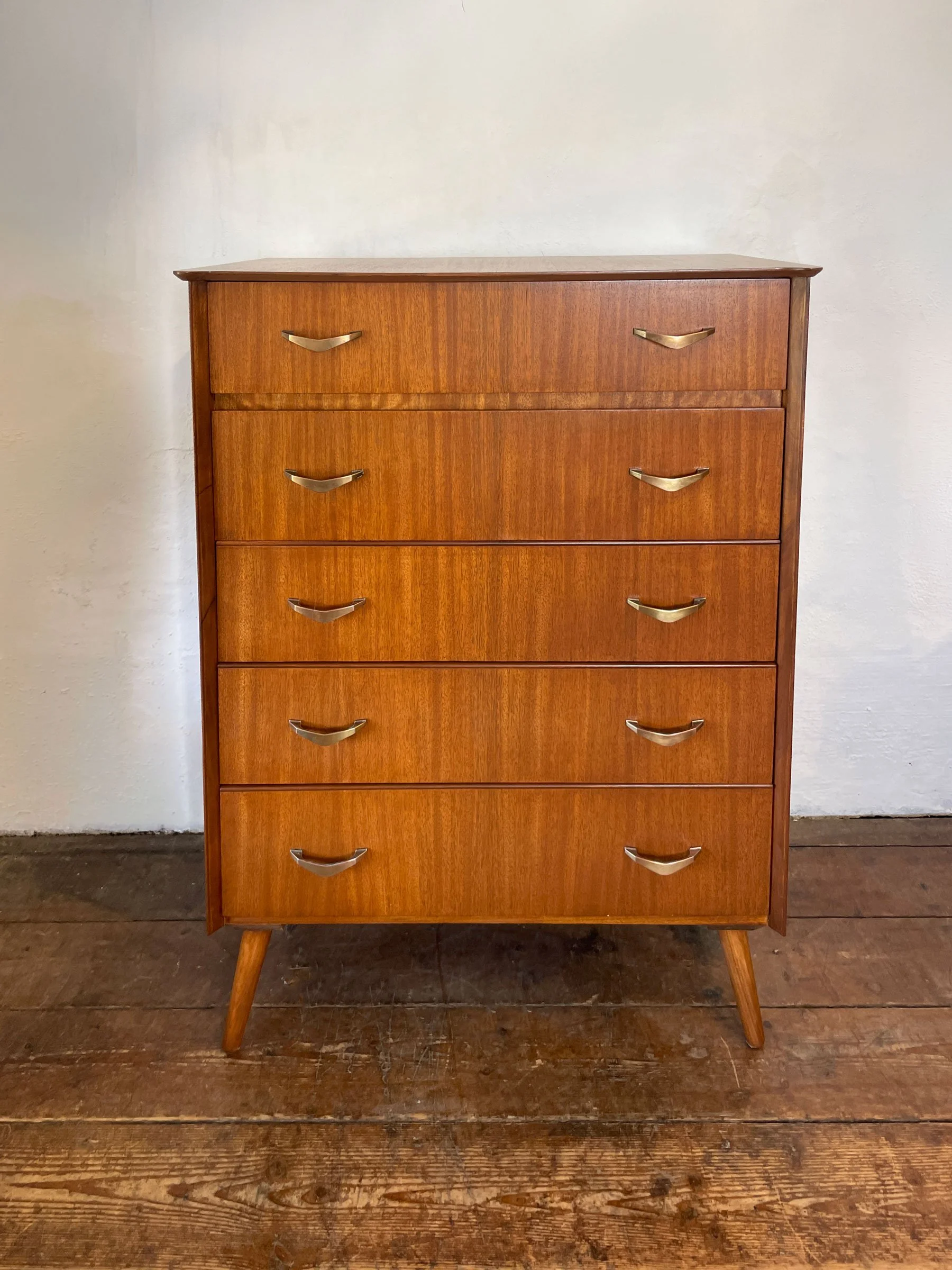 Mid-Century Teak 5-Drawer Tallboy