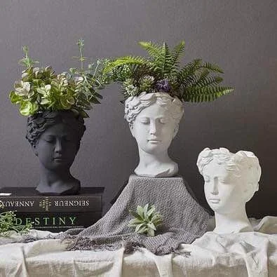 Greek Style Lady Head Planter