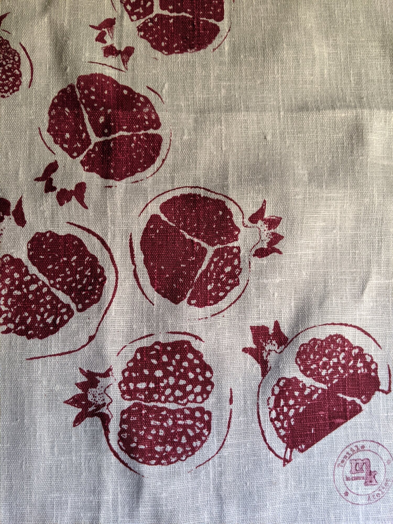 3 Embroidered Hand Towels - Pomegranates