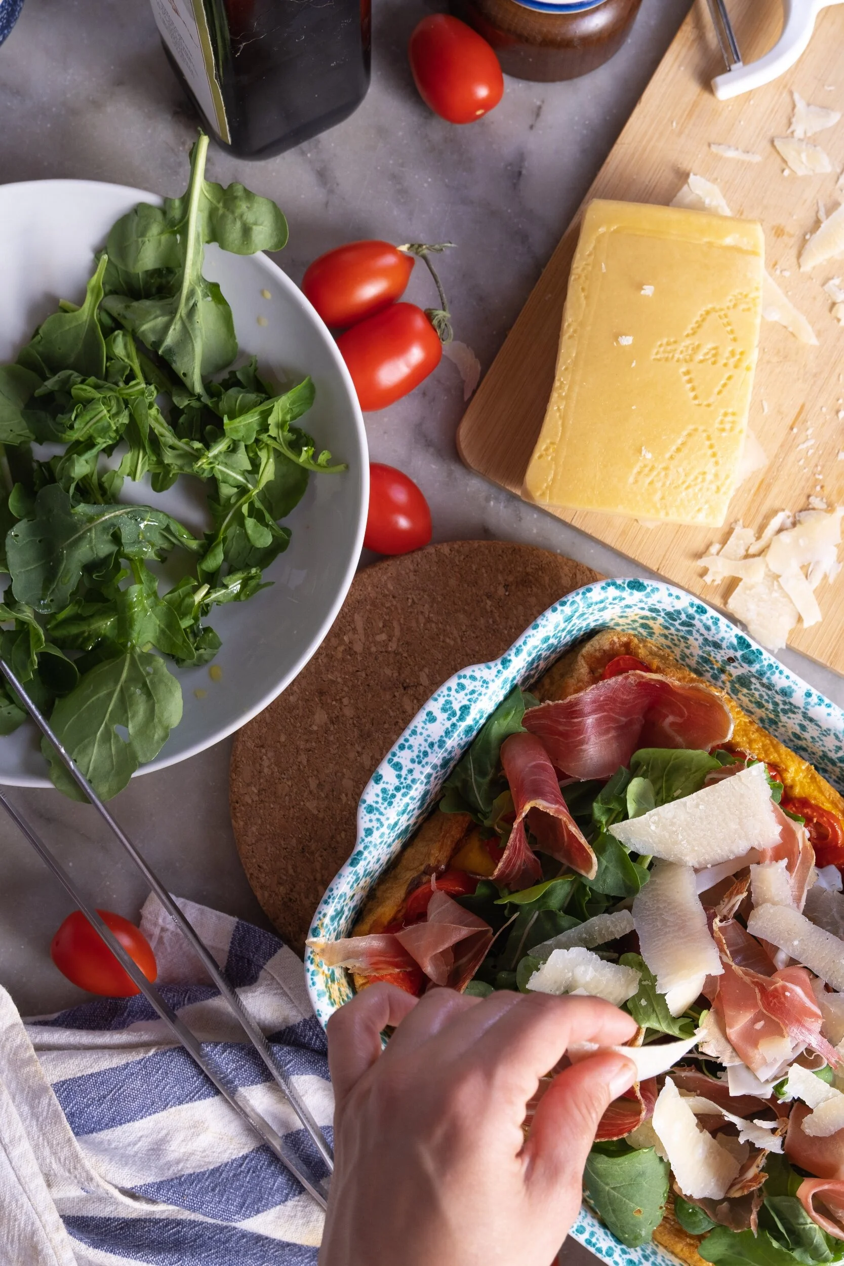 Cherry Tomato, Arugula, Prosciutto & Grana Padano Frittata