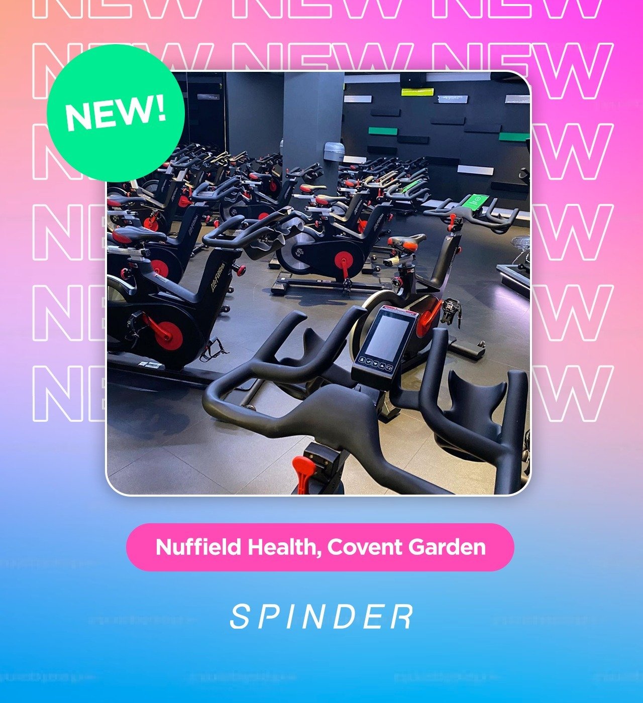 👏 EXCITING NEWS! 🎉 We have a new gym location joining the Spinder family, @nuffieldhealthcoventgarden! 
 
Look at our May timetable for classes at this fab venue - plus our other brilliant spots across London. Check your booking email, and website,