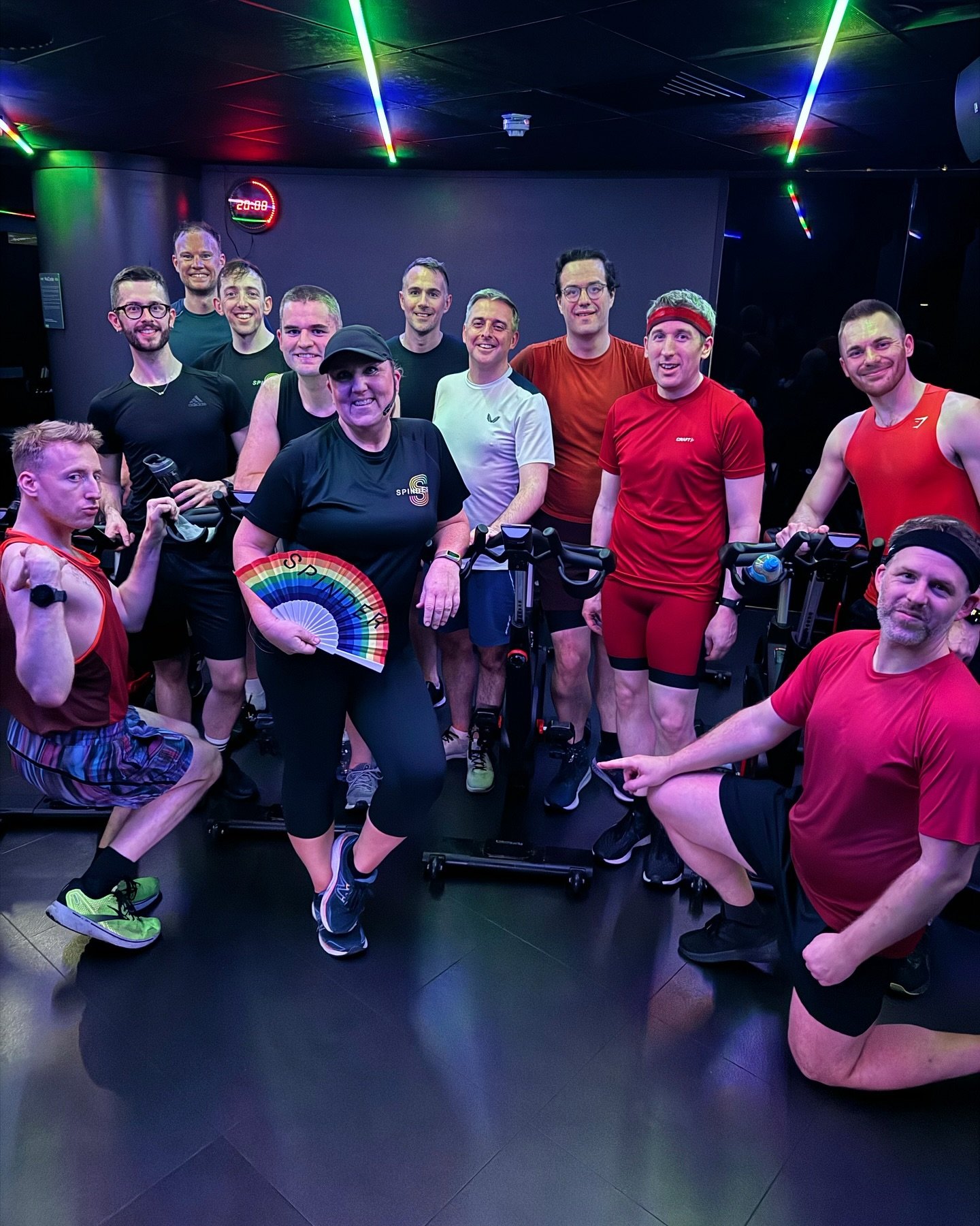🕺 80s night at our fabulous new @nuffieldhealthcoventgarden studio with @cluffy72! 🌈🪩 May is selling FAST so grab a last ticket and join us on a bike soon! Link in bio. #lgbtfitness #gayuk #gaylondon #spinder #spinclub #spinstudio