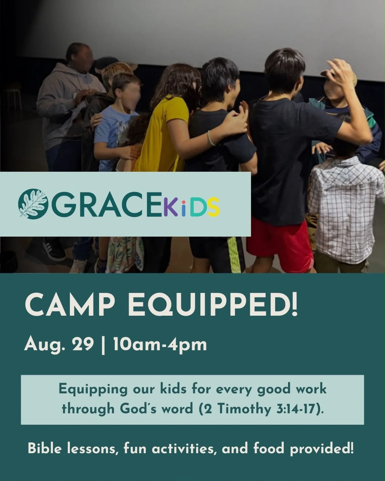 Calling all GraceKids parents &hellip; we have exciting news for you and the kiddos aged 4 to 12!🎉

We&rsquo;re hosting our first GraceKids summer camp event on August 29th from 10am to 4pm. This is a special 1-day event for our kids to connect, lea