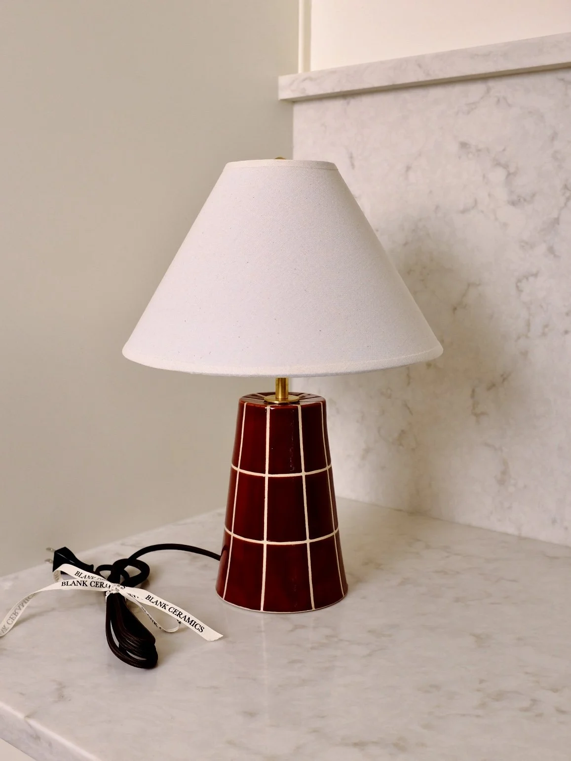 Merlot Tile Lamp - Cream Shade