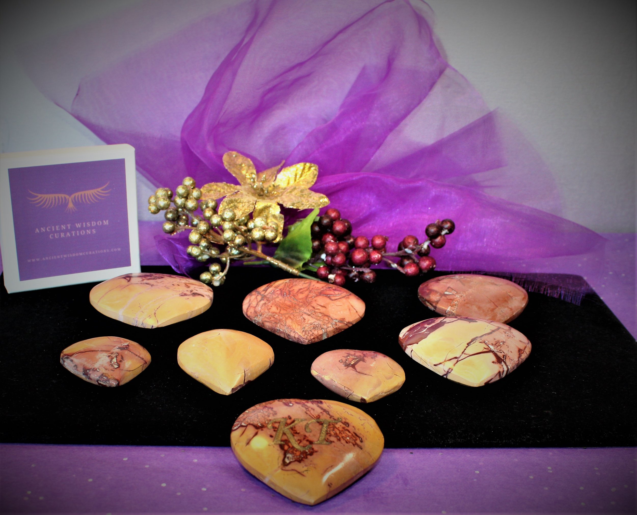 Engravable Mookaite stone collection by Ancient Wisdom Curations—perfect for spiritual healing, decor, or as unique, personalized gifts.