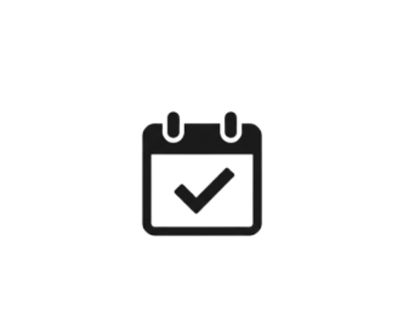 Icon of a calendar with a checkmark inside.