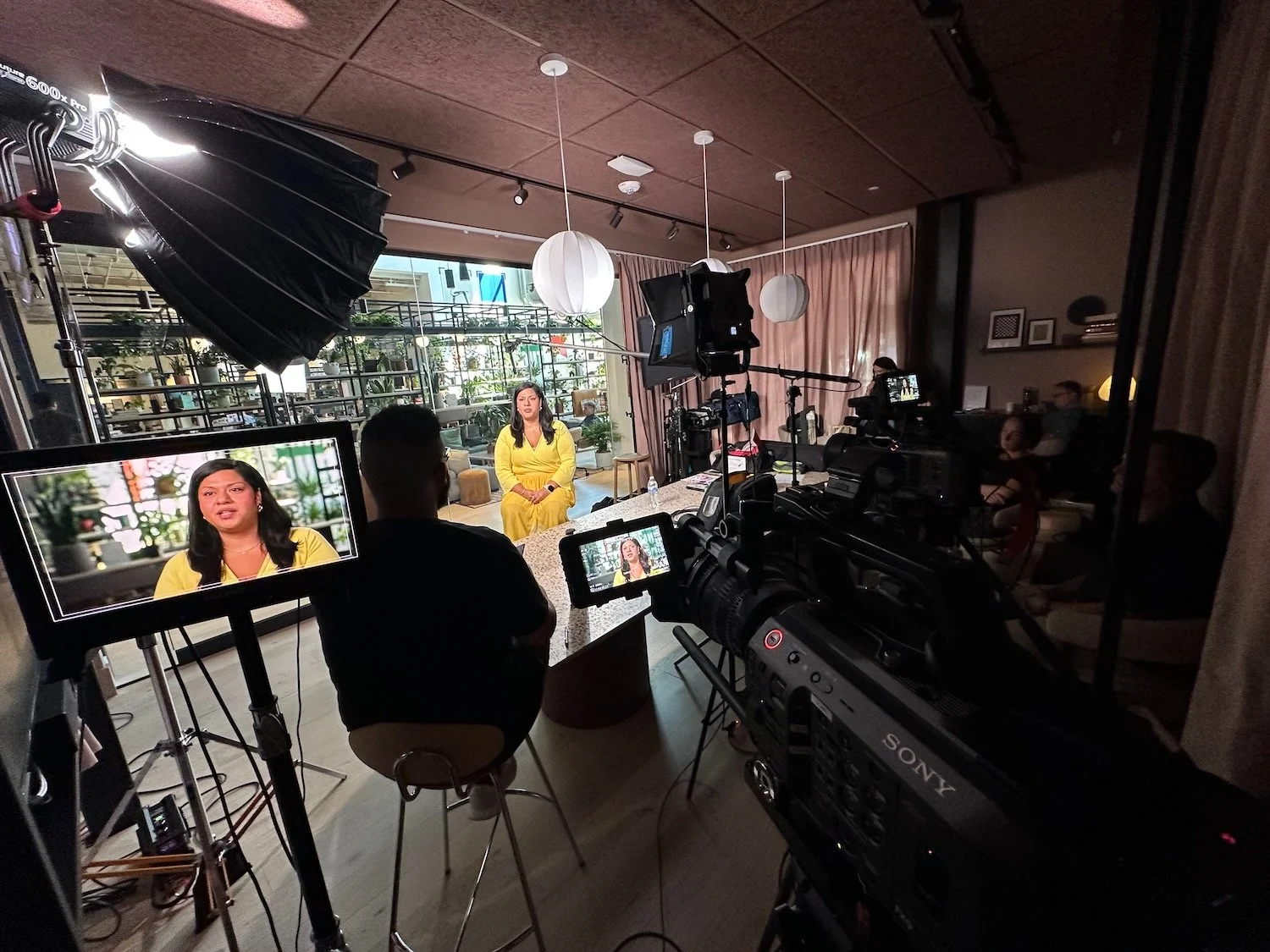 Director of Photography and crew on set for Turing video interviews