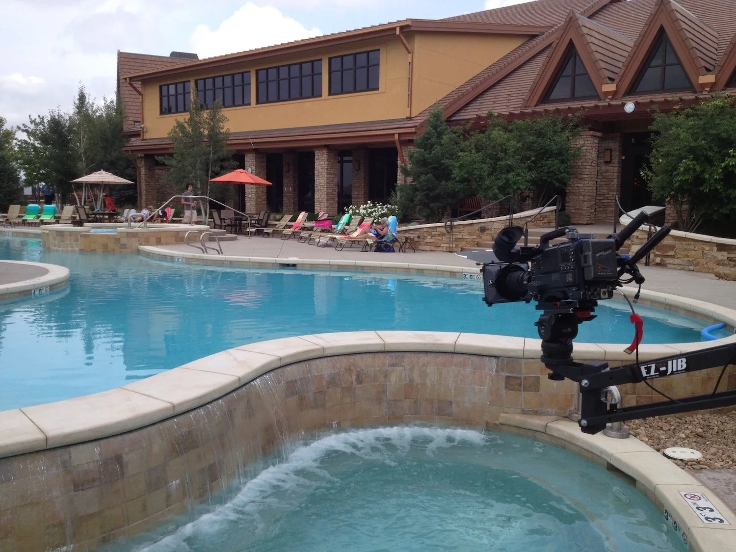 Big Pictures jib filming over swimming pool
