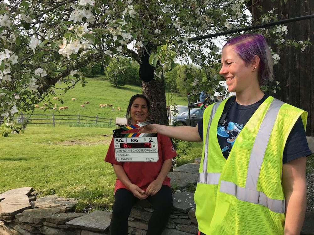 Slating our next interview for Big Pictures commercial shoot filming in Vermont