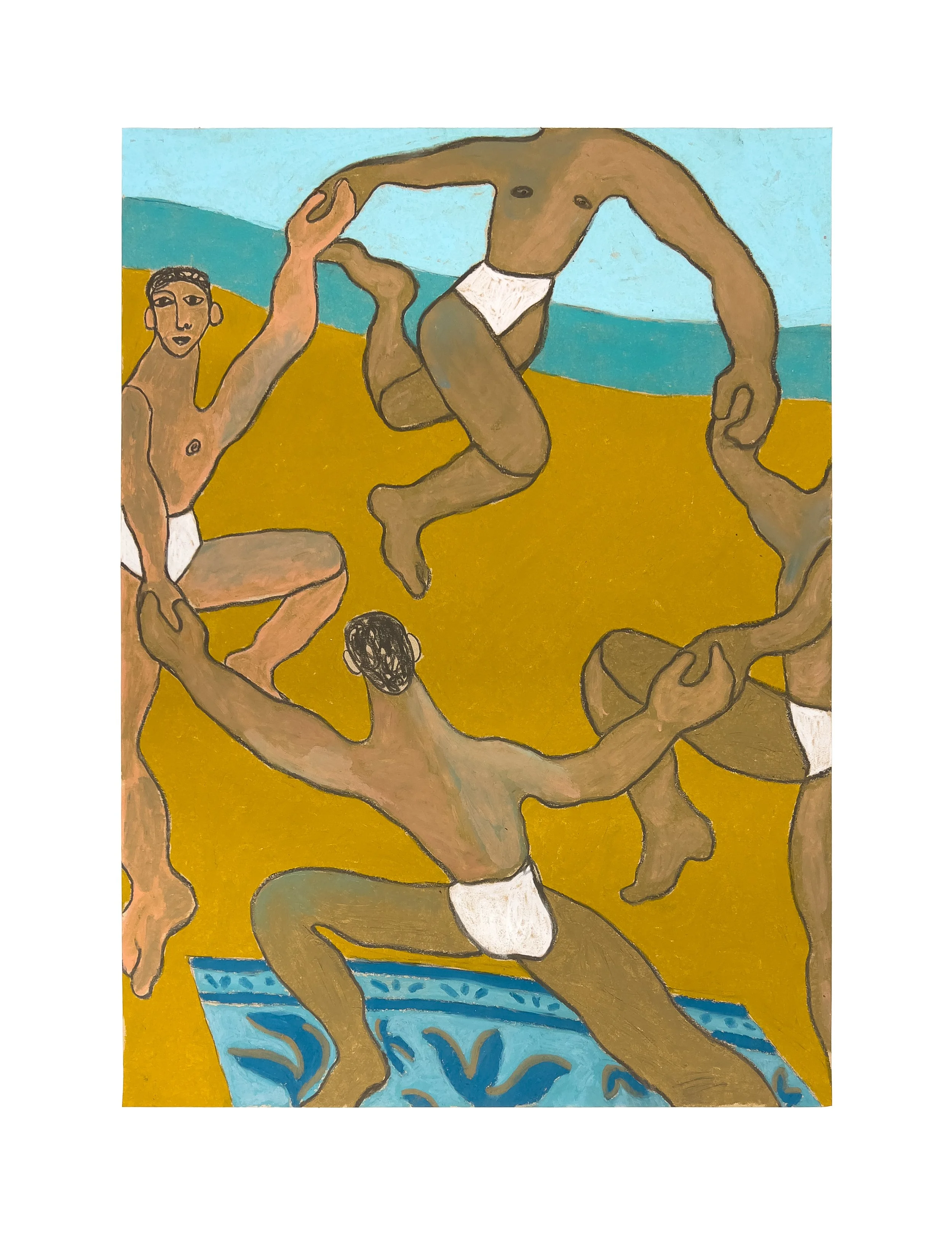 Angelo Vasta, “Untitled (Dancing on the sea),” 2025, Oil Pastels on Paper, 22 × 16 in
