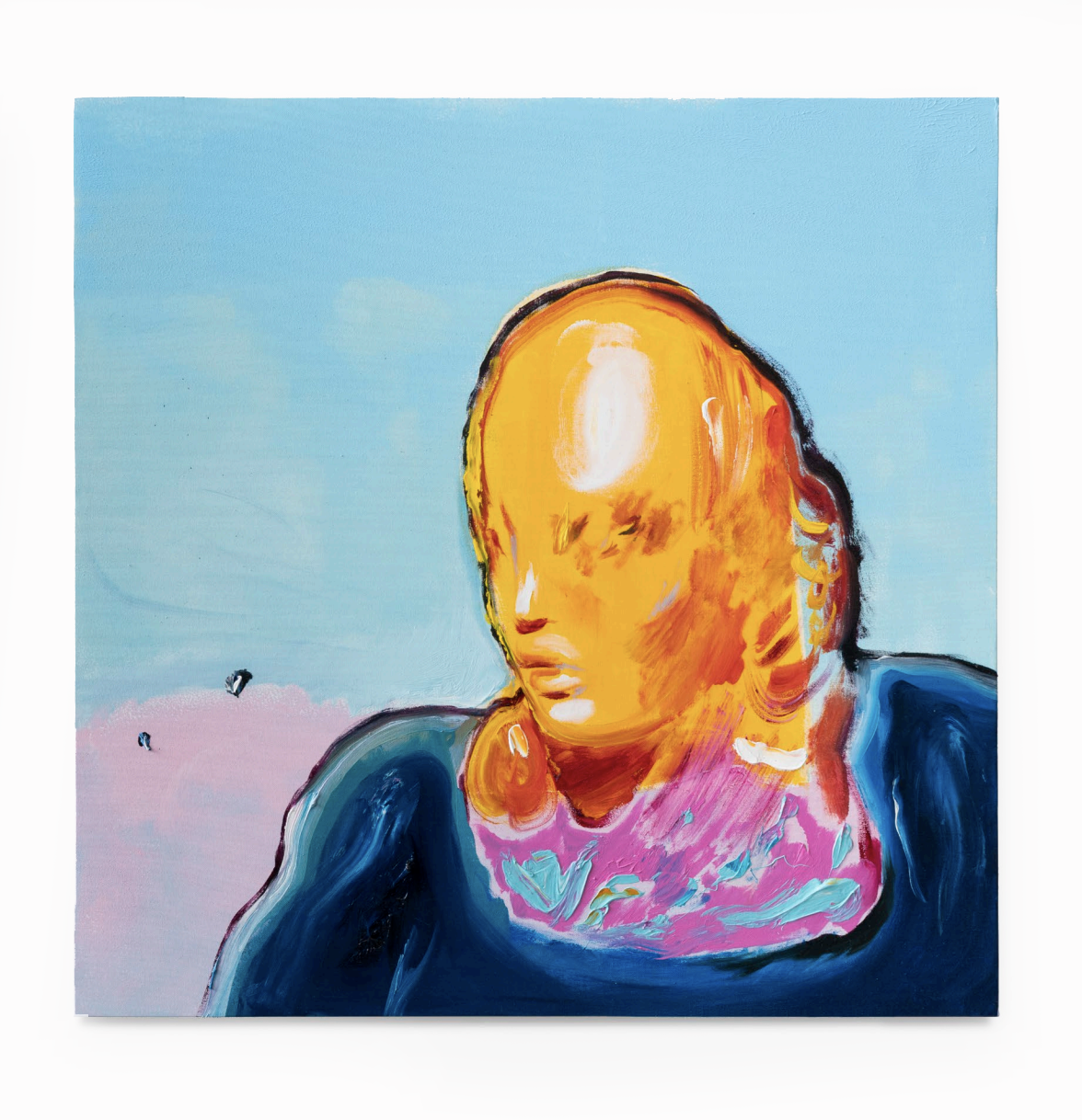 Davide Serpetti, I wonder : Iconographic Portrait with sky, 2025, Oil and acrylic on canvas, 19.7 × 19.7 in.png