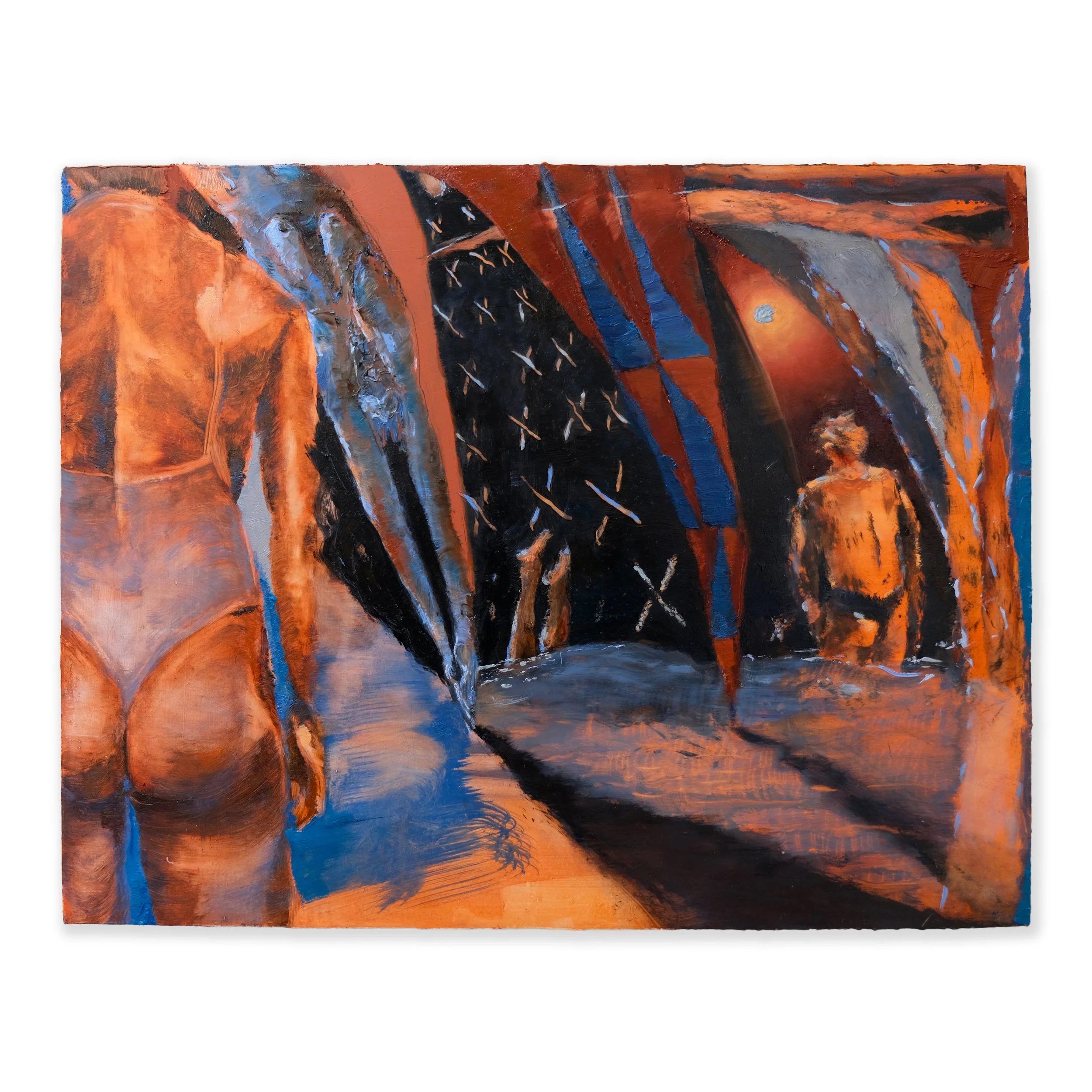 Aparna Sarkar, "Divers III", 2022, Oil on board, 12 × 16 in