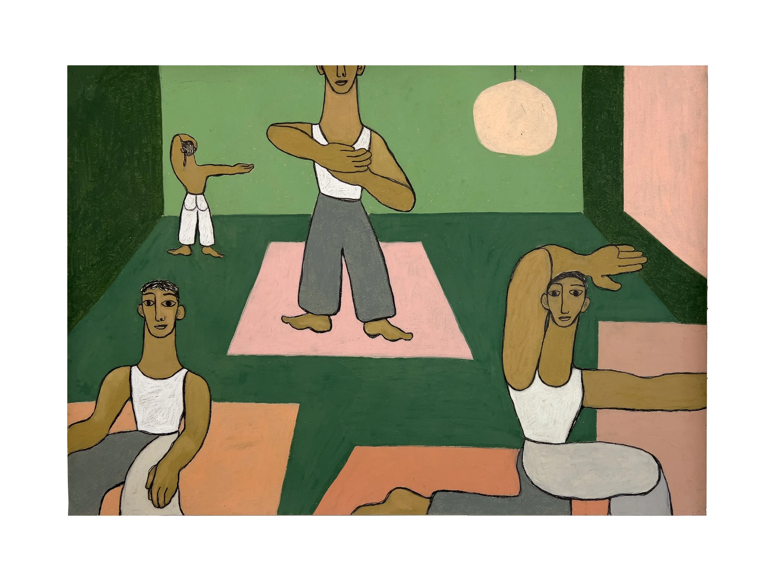 Angelo Vasta, “Untitled (In the Studio),” 2025, Oil Pastels on Paper, 29 × 41 in