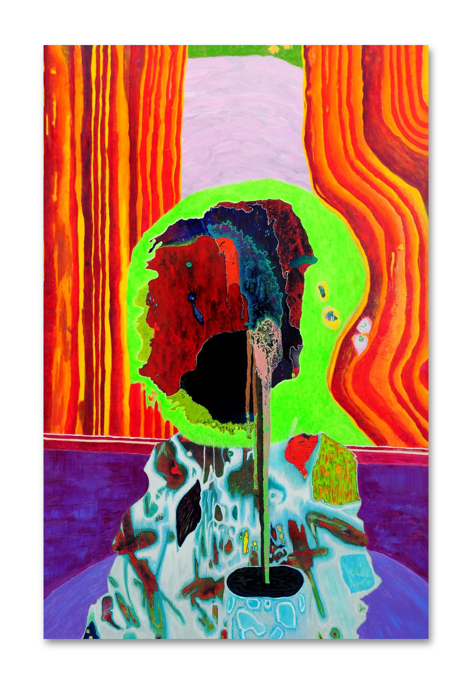 Jared Deery, Through an opening, 2018, oil and pastel on canvas, 54.75 × 36.75 in