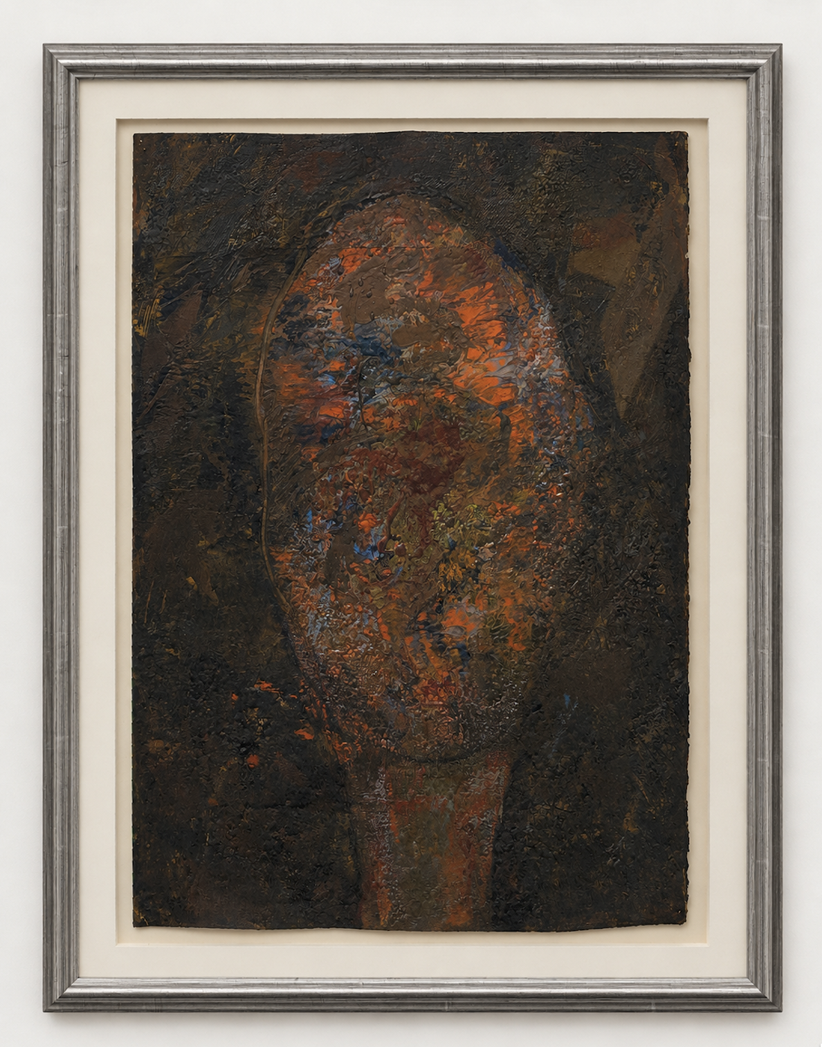 Bascha Mon, Family Portrait E32, 1990s, encaustic on paper, 21.75 × 29.5 in, 29.25 × 37.25 in framed