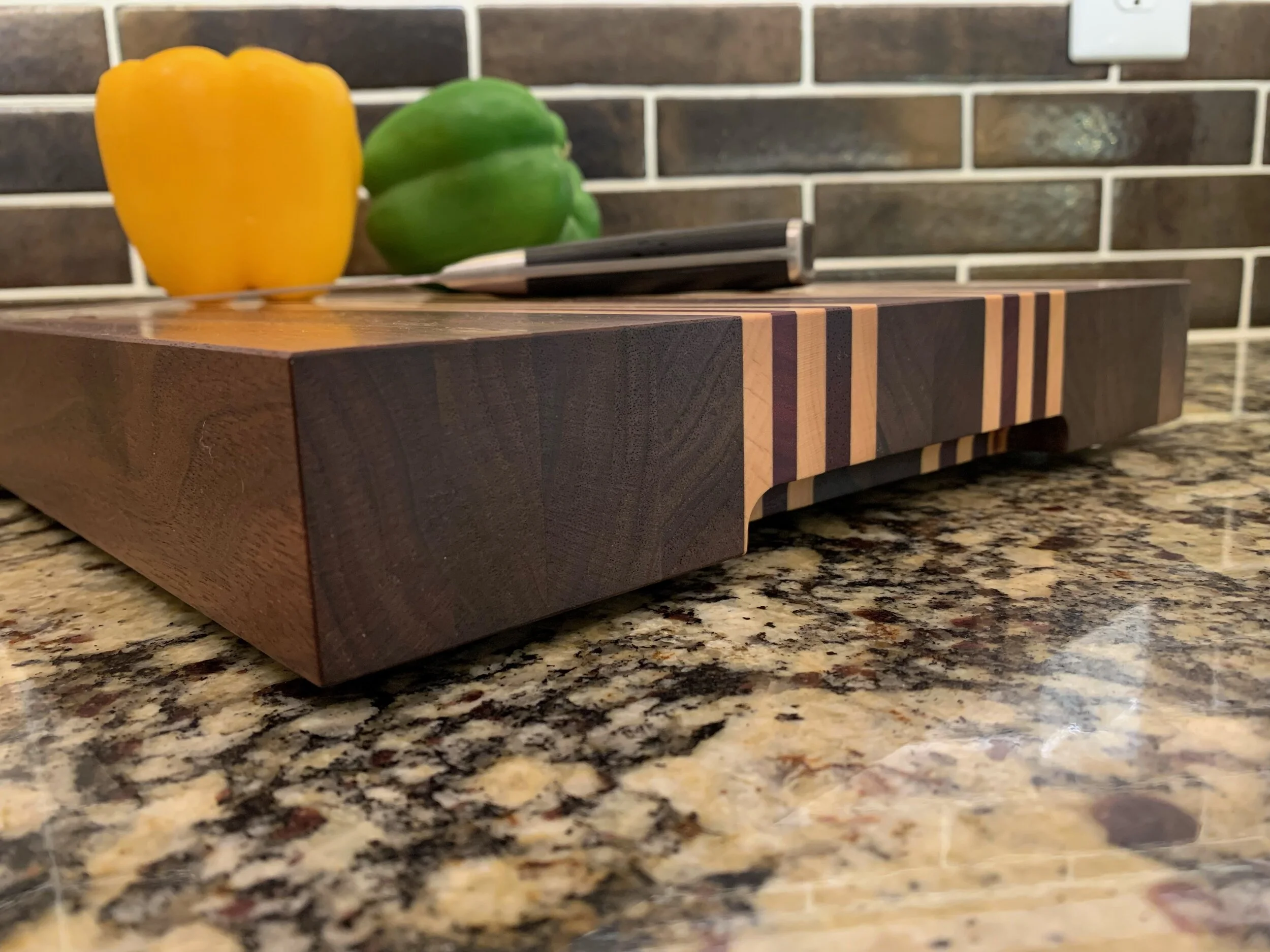 Old World Company: The Philly - Walnut with double pattern of maple and padauk, maple and purple heart, maple