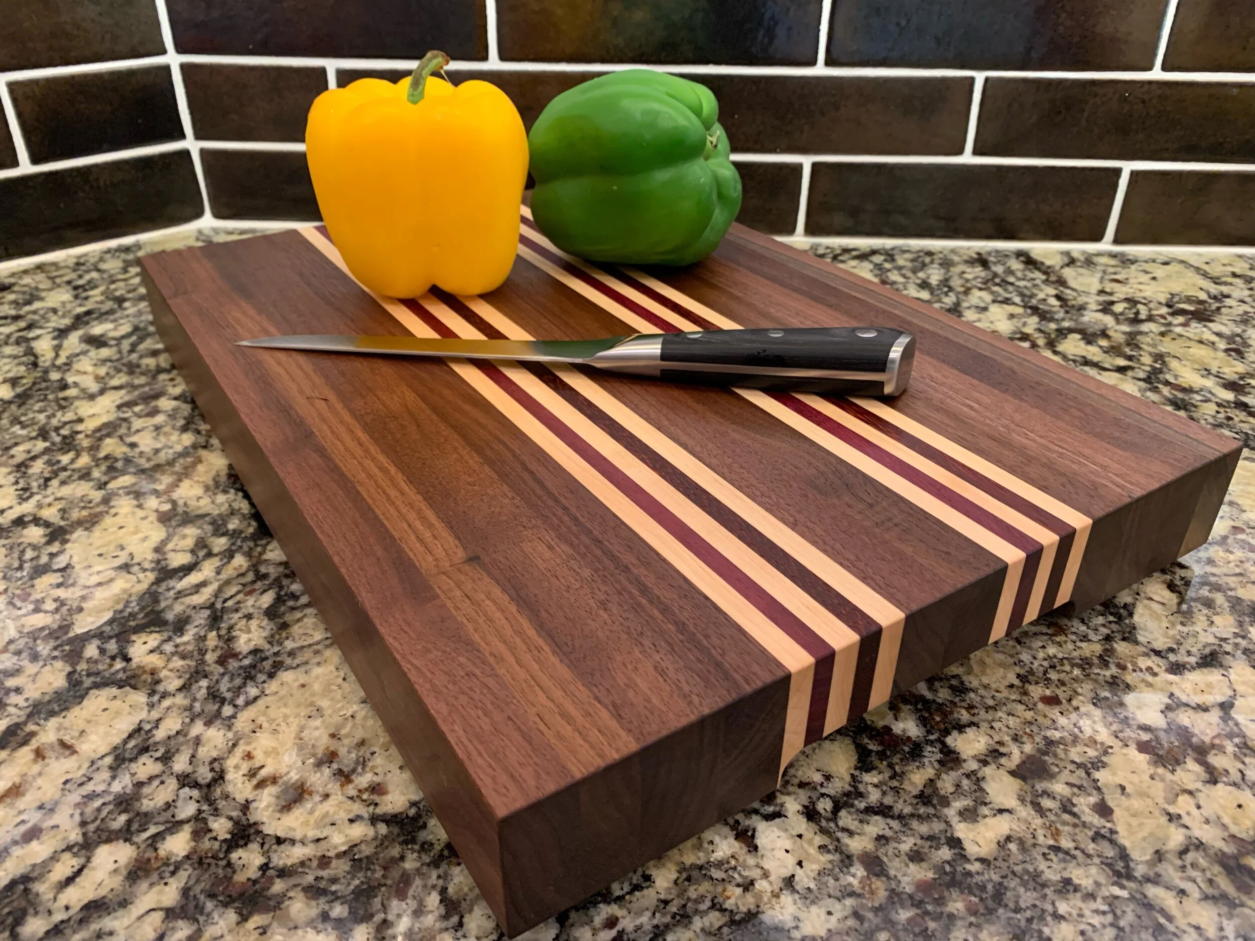 Old World Company: The Philly - Walnut with double pattern of maple and padauk, maple and purple heart, maple