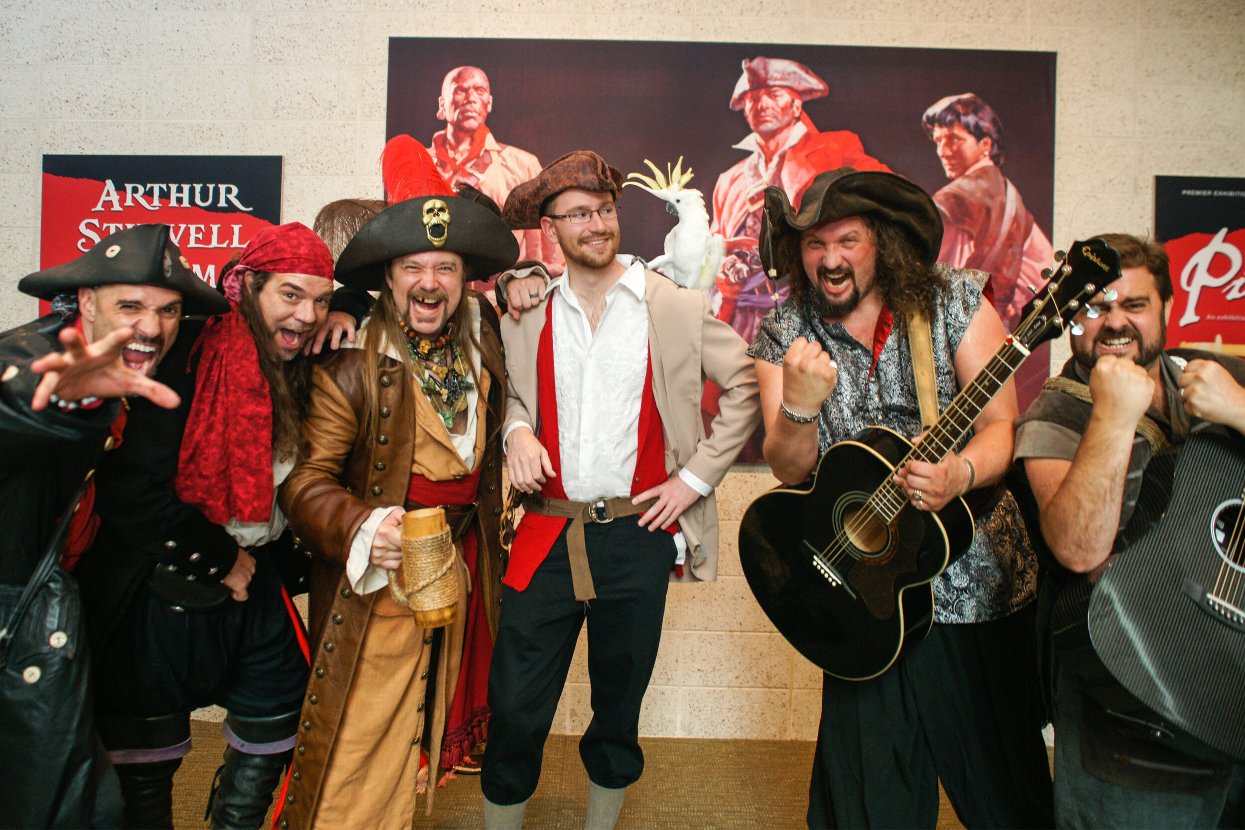 Dressing up and acting as a pirate for the grand opening of the Real Pirates exhibition at Union Station.