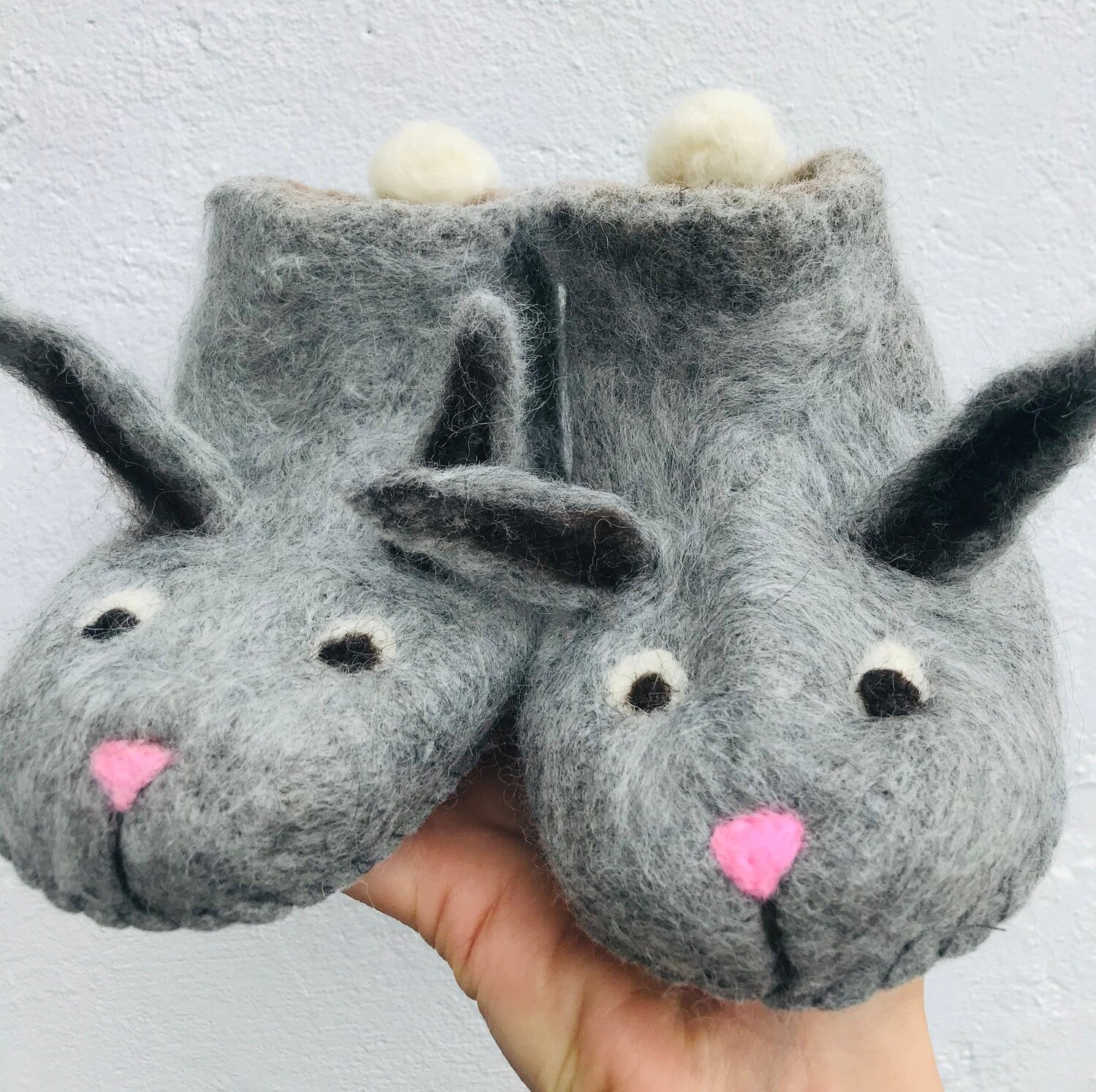 Felted bunny slippers Lucy Antwis