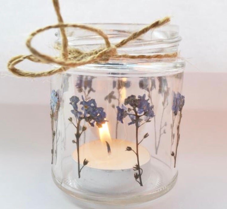 Forget me knot pressed flower jars — Lucy Antwis