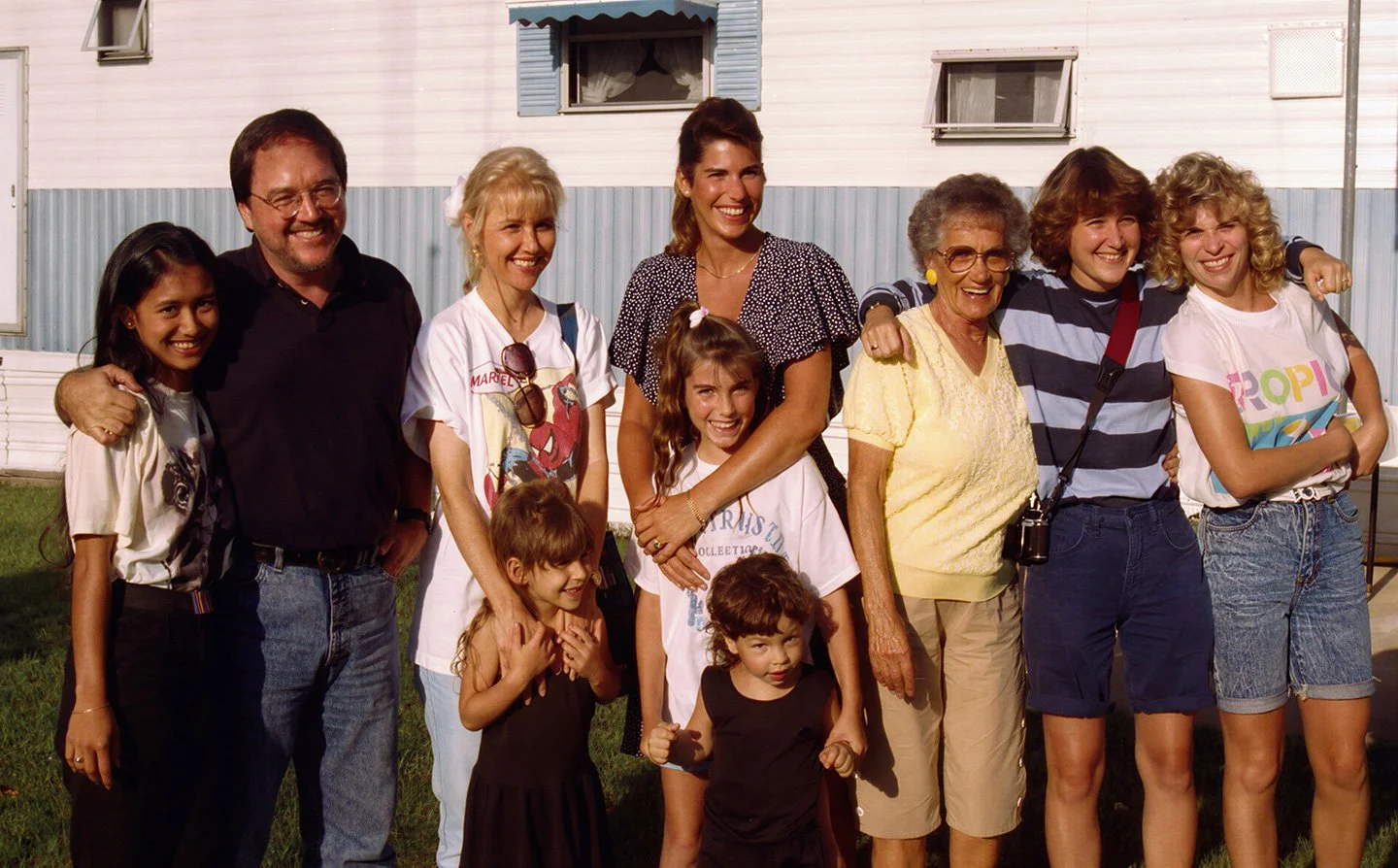 Angel, me, Roberta holding Danielle, Jody holding Renee who is holding Rex, Angie, Cyndee, and Gay