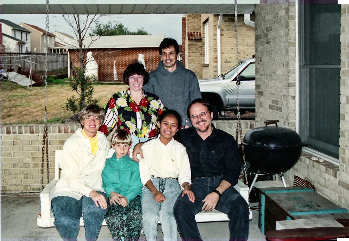At Rookie and Judy Baughman's home. Seated: Darlene Greenhaw, David Greenhaw,  Angel, me