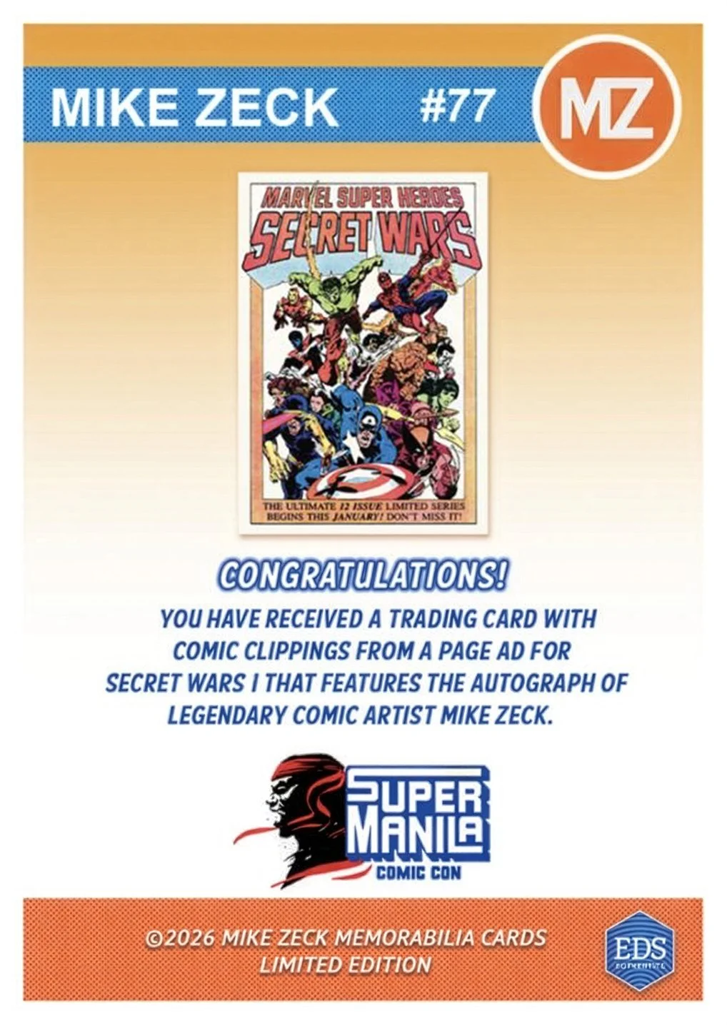 MIKE ZECK 'PAGE CUTS' TRADING CARDS BACK
