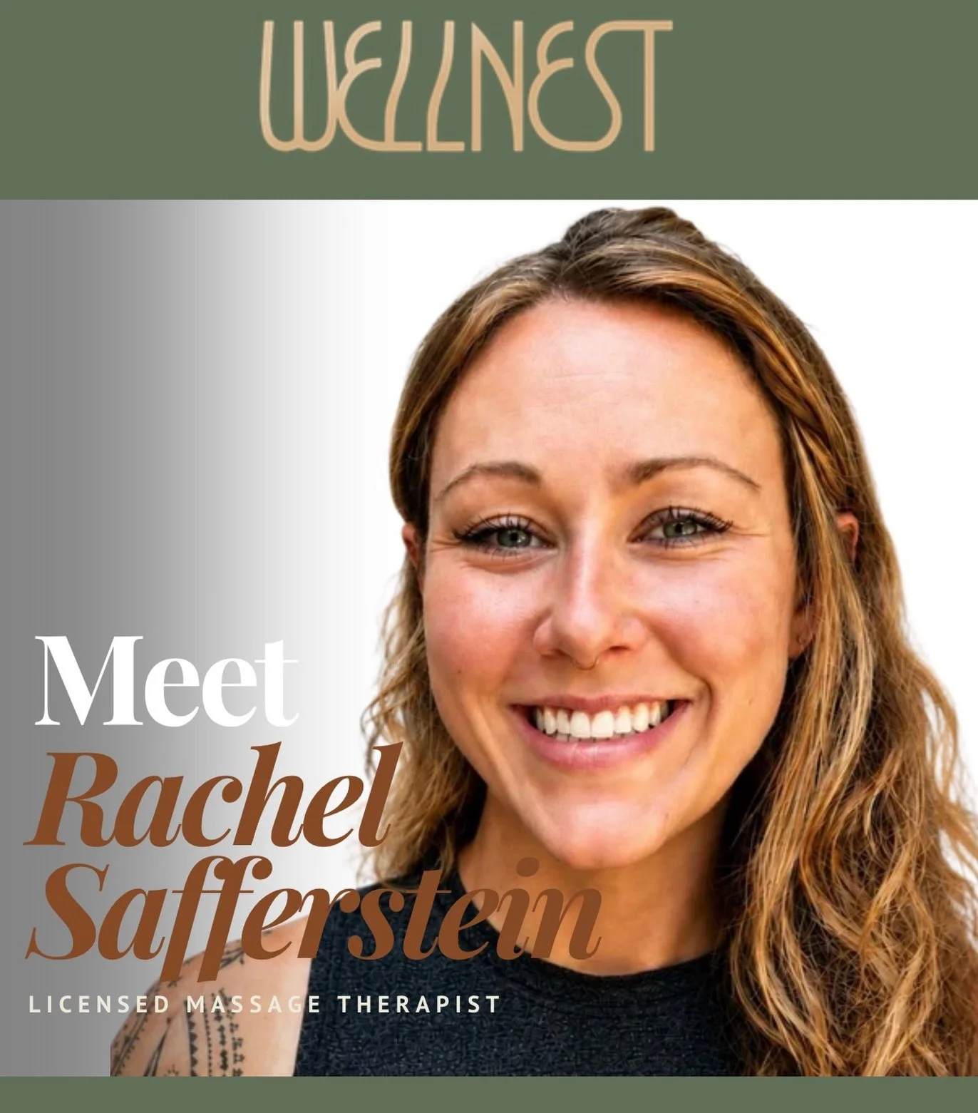 The Wellnest team is growing again!! 

Meet Rachel, our newest massage therapist!
Rachel brings a thoughtful, intentional approach to bodywork, focusing not just on relaxation, but on results. She specializes in deep tissue 💆🏻&zwj;♀️prenatal/postpa